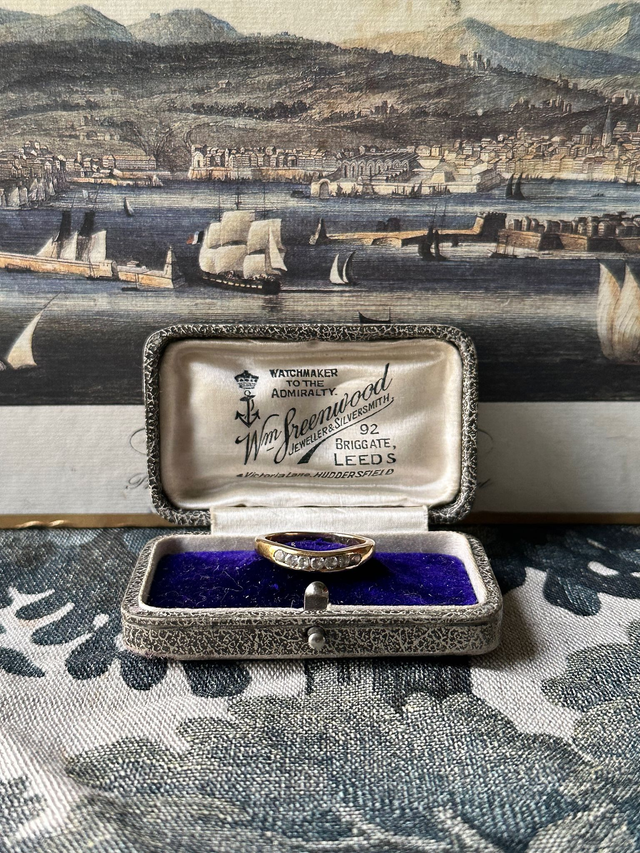 1970s gold plated rhinestone stack ring