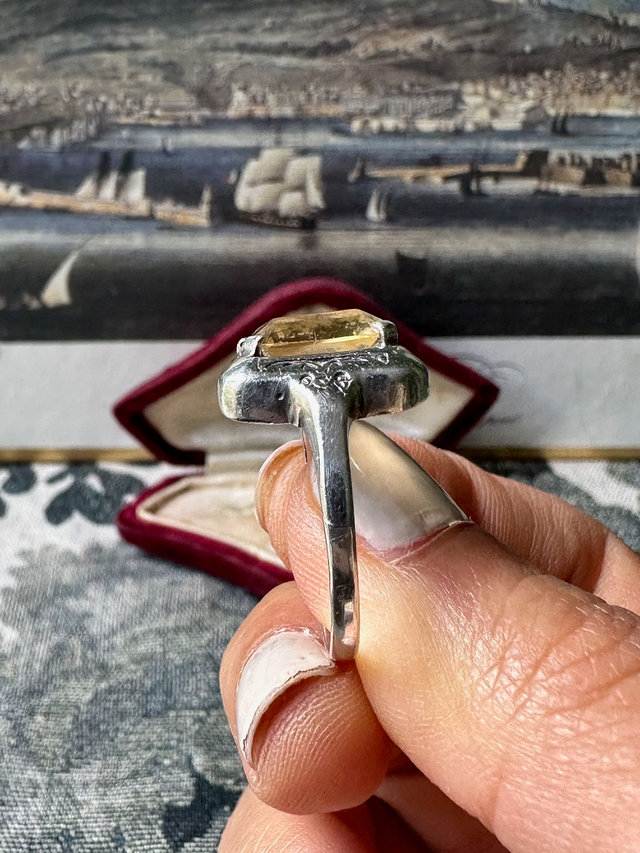 1920s sterling silver chunky citrine ring