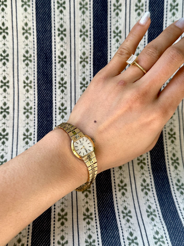 1970s Rotary textured gold-plated mechanical watch