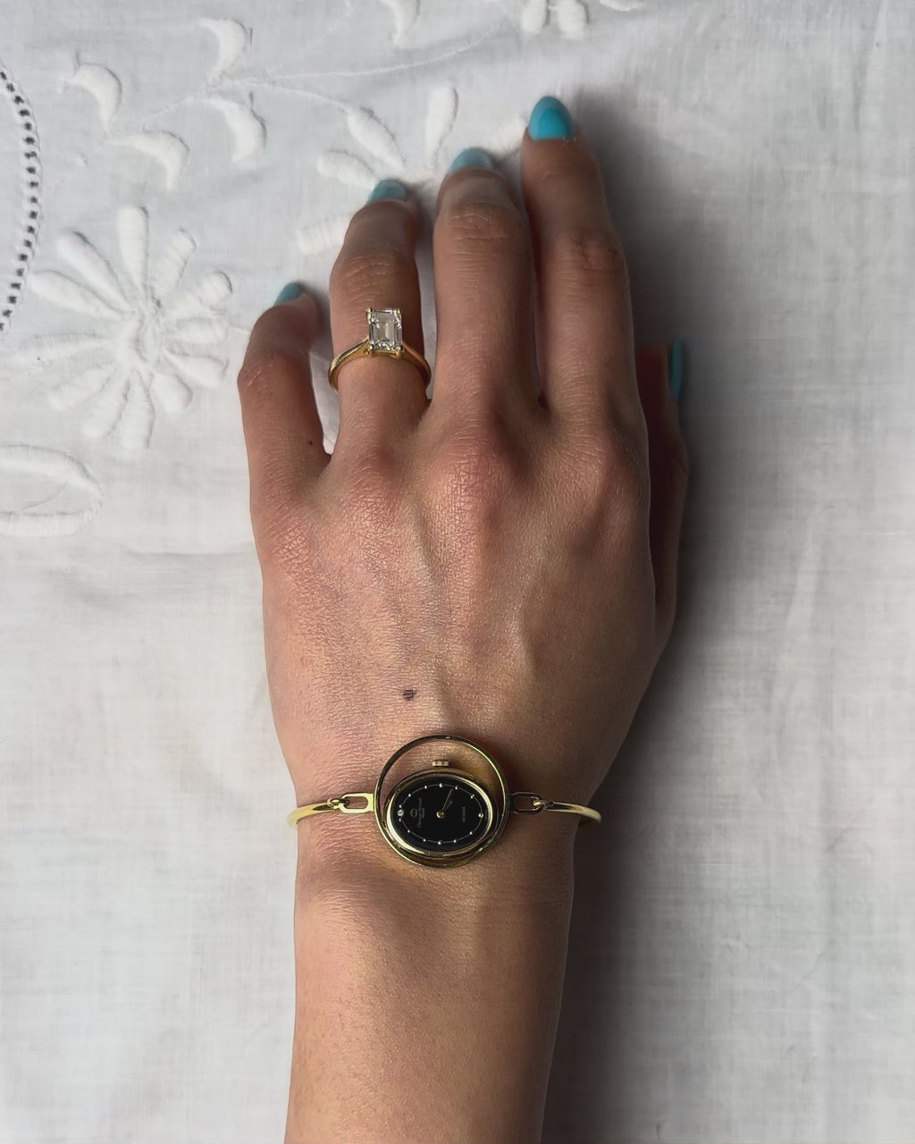 1980s Christian Bernard gold-plated bangle quartz watch