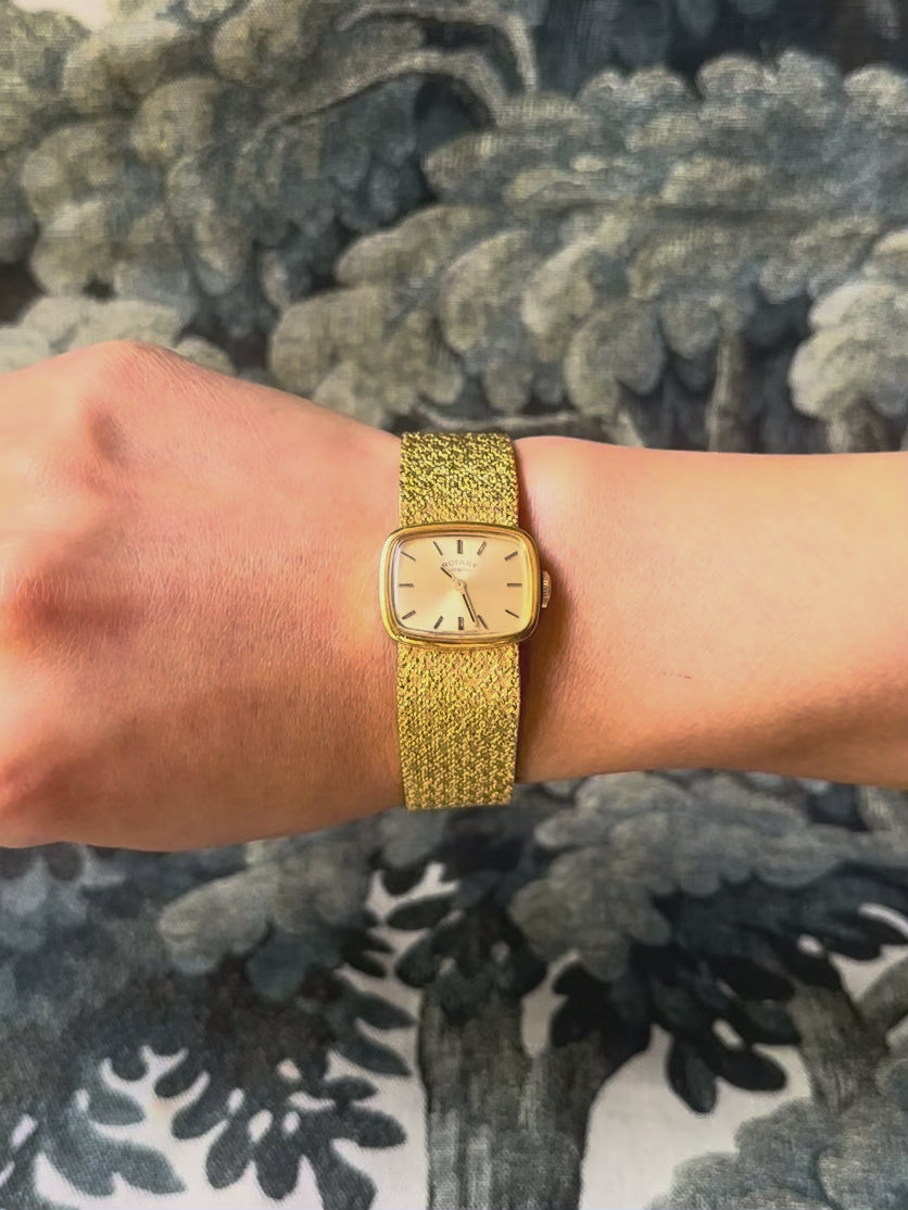 1970s Rotary Gold-Plated Mesh-Style Mechanical Watch