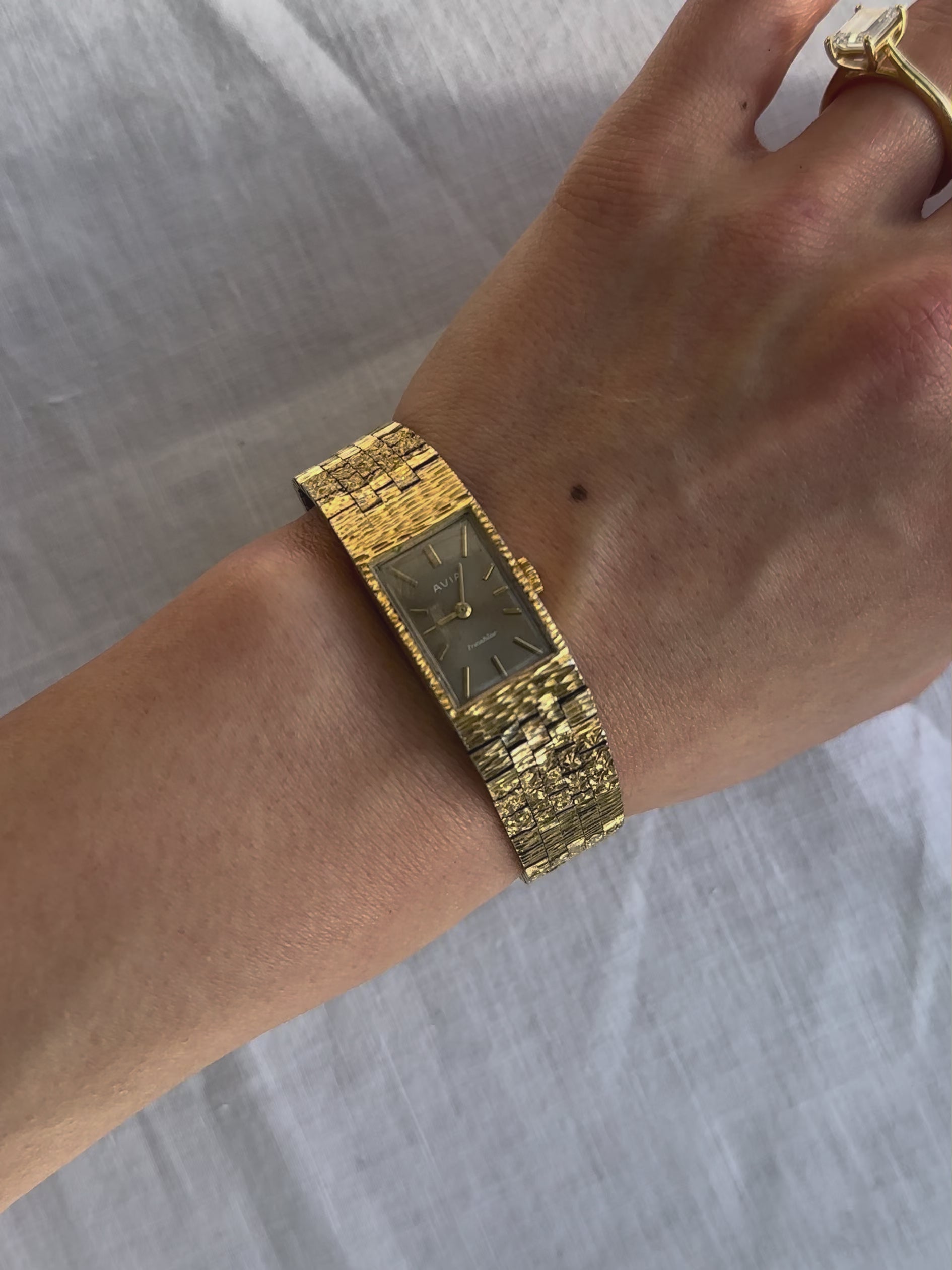 1970s Avia Gold-Plated Rectangular Mechanical Watch