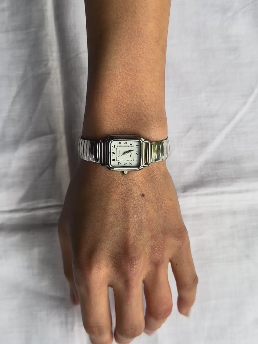 1980s Avia Square Expander Stainless Steel Quartz Watch