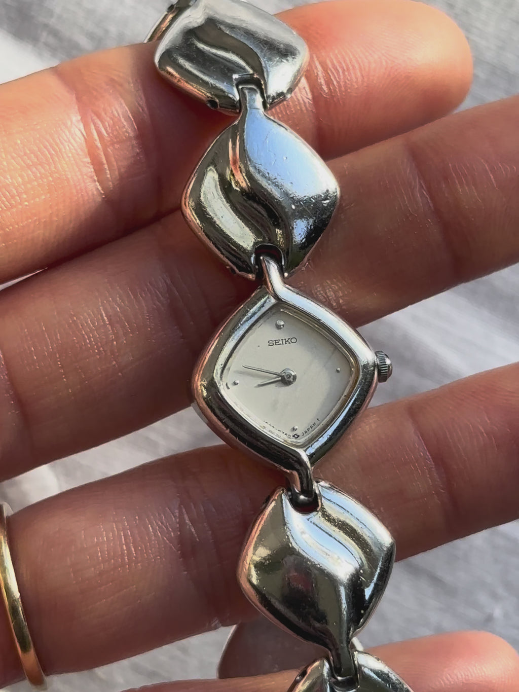 1980s Seiko rhombus silver tone quartz watch