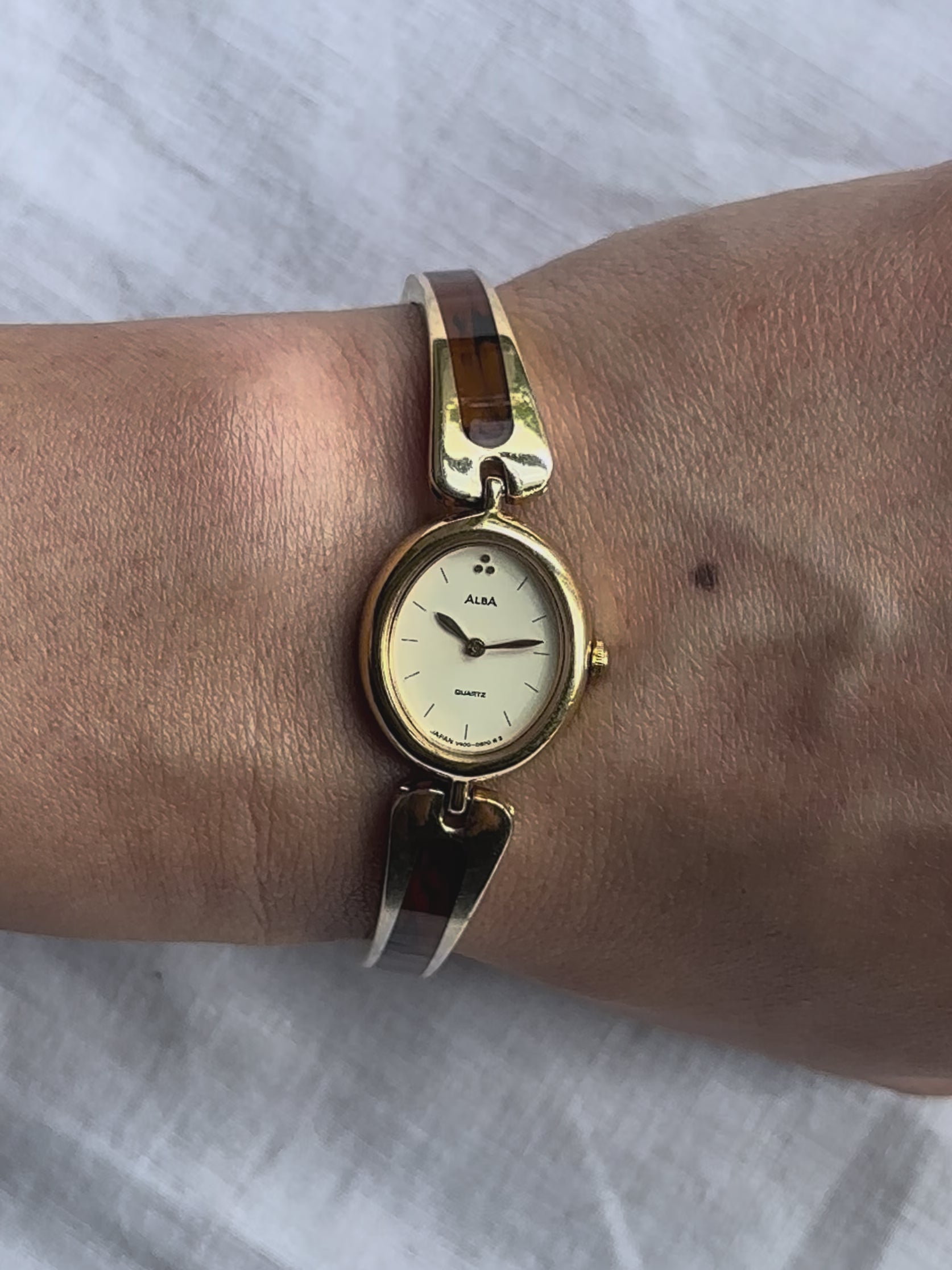 1980s Seiko Alba Tortoiseshell Bangle Quartz Watch
