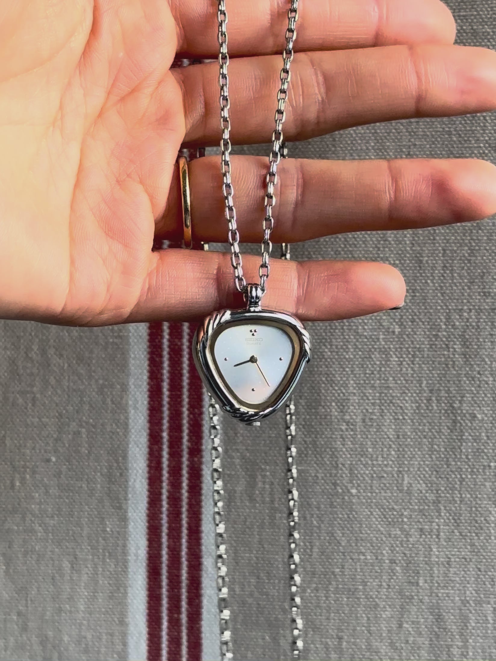 1980s Seiko triangular quartz watch necklace