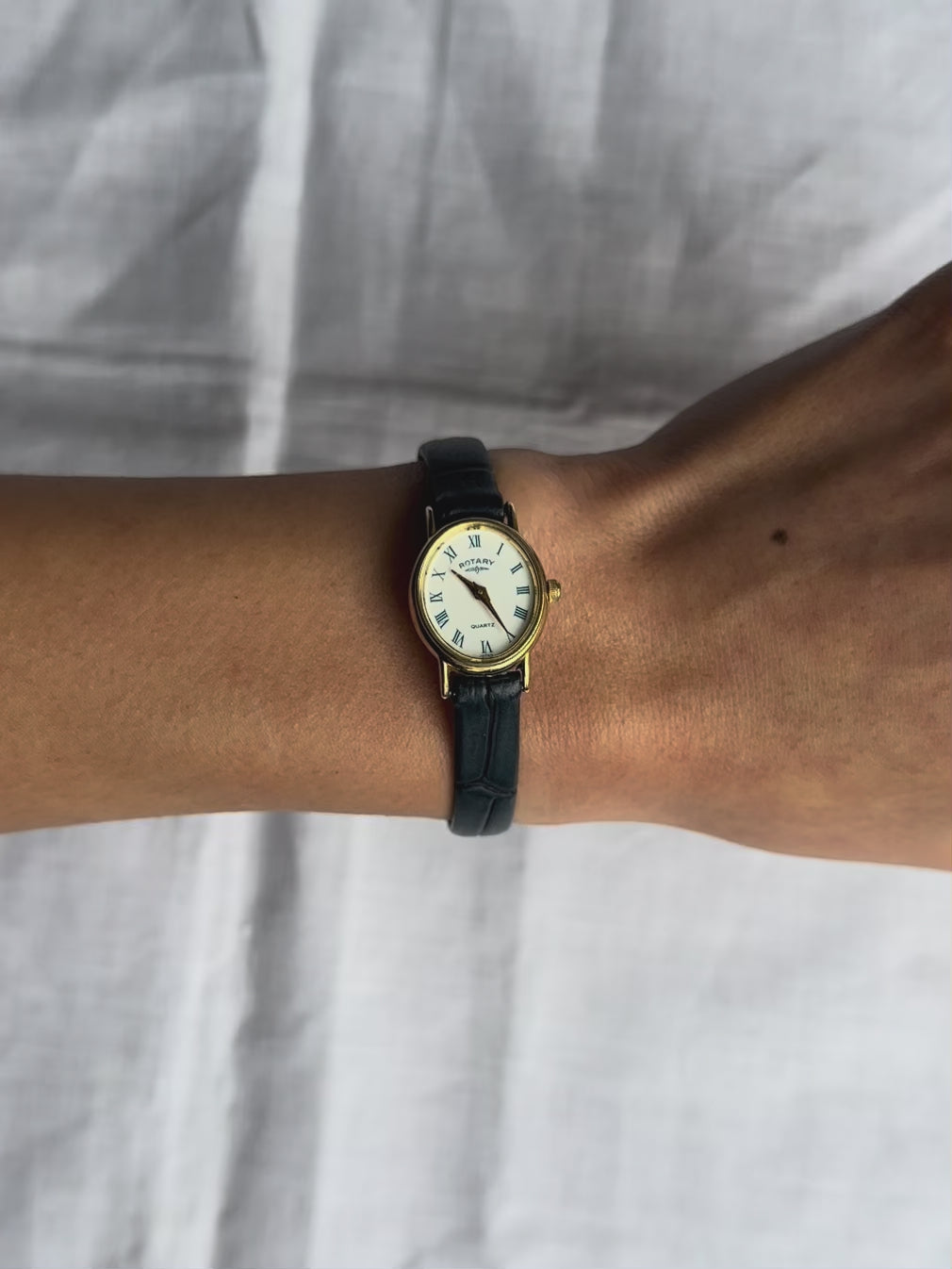 1980s Rotary Oval Royal Blue Leather Quartz Watch