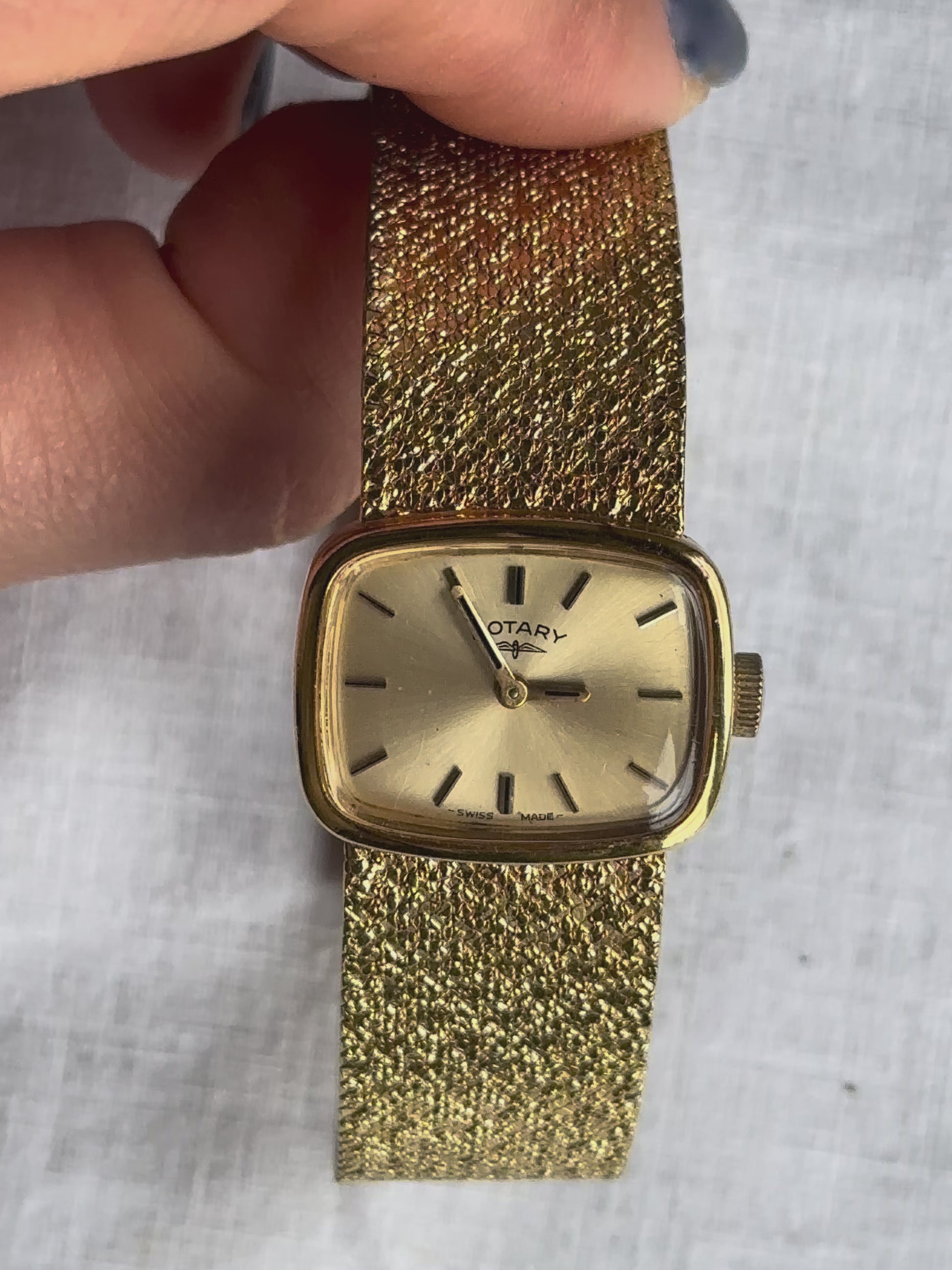 1970s Rotary Gold-Plated Mesh-Style Mechanical Watch