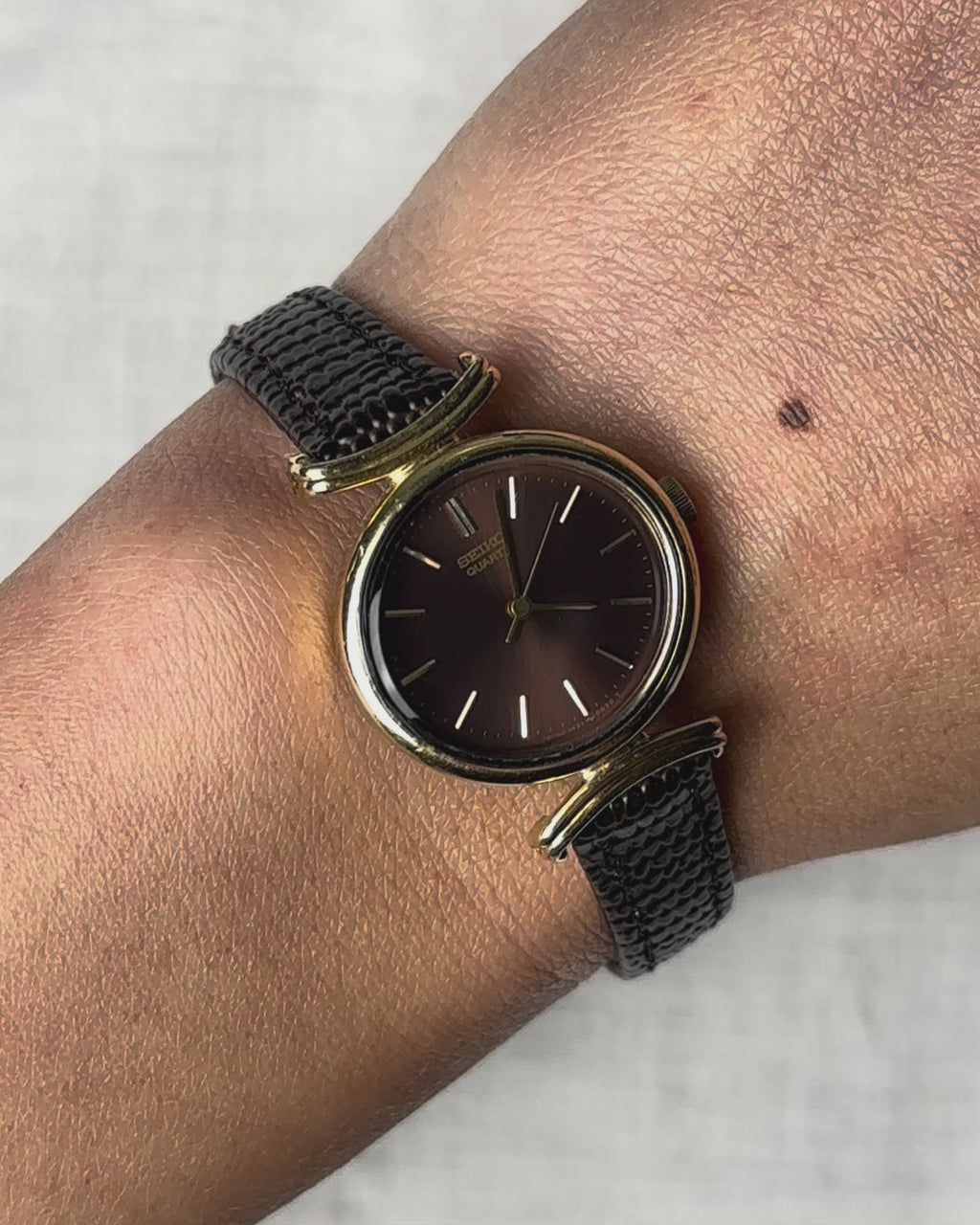 1980s Seiko brown sunburst quartz watch