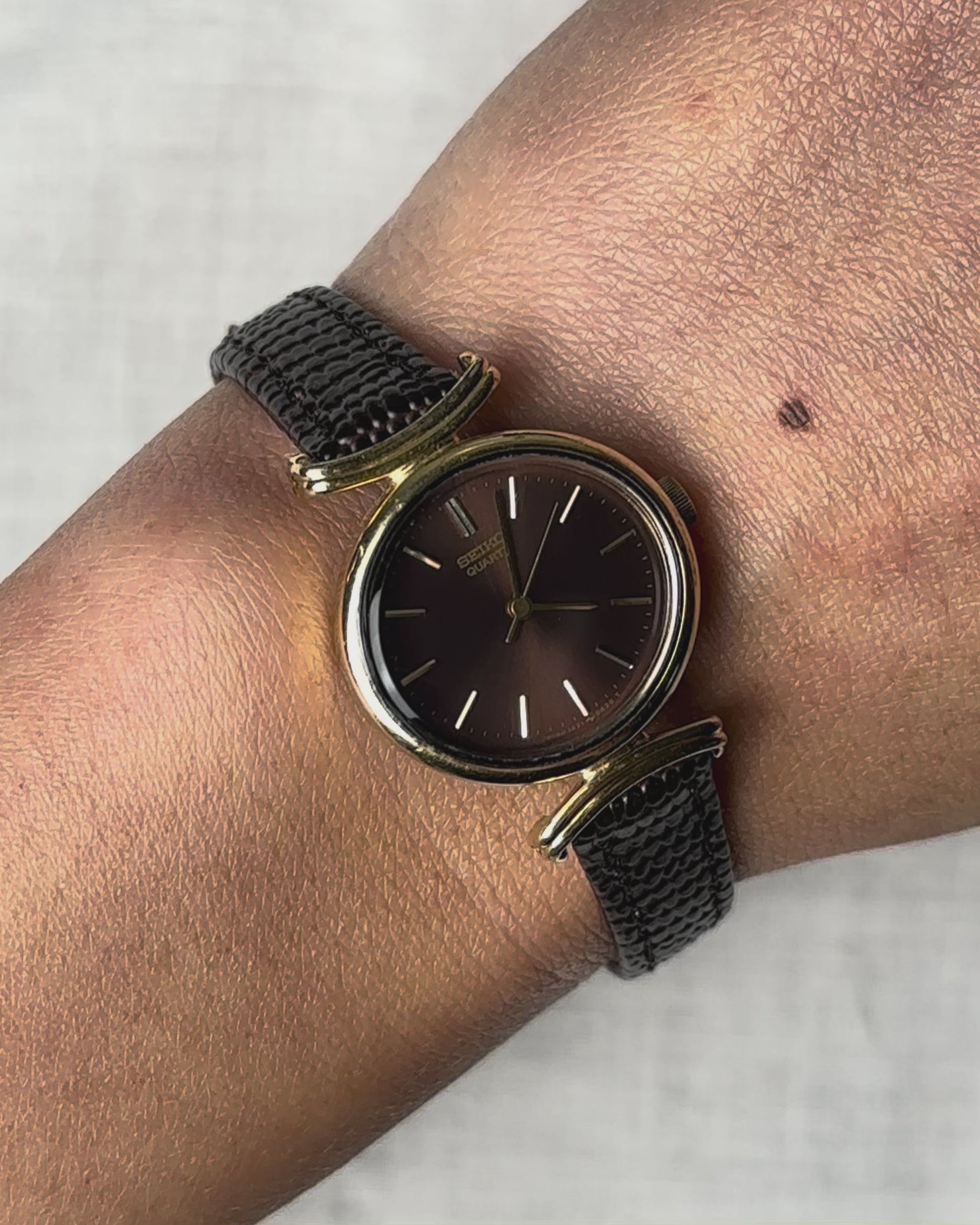 1980s Seiko brown sunburst quartz watch