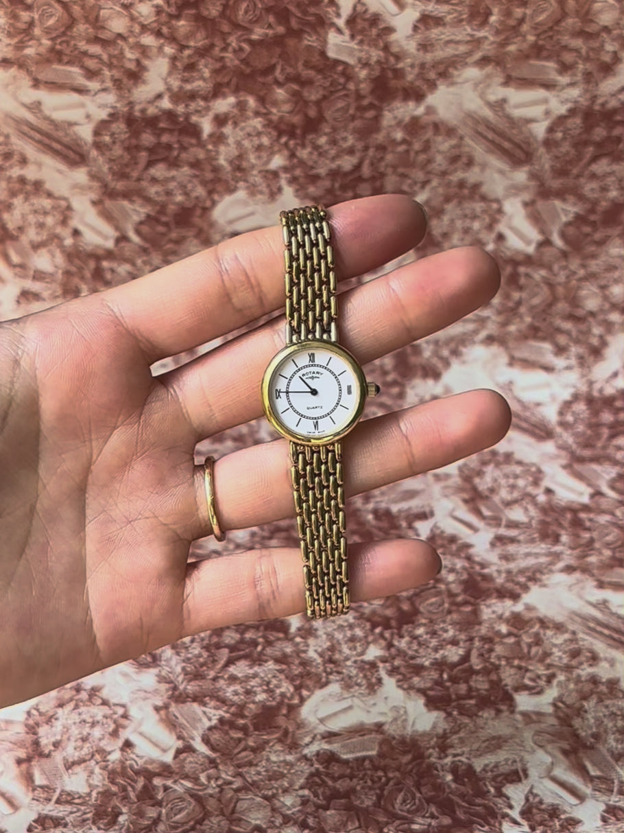 1980s Rotary gold-plated round quartz watch