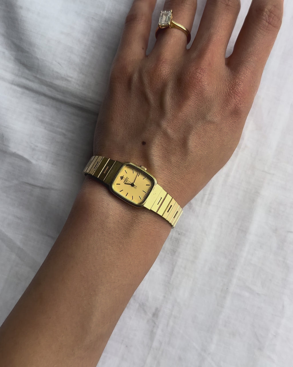 1980s Seiko gold-plated rectangle quartz watch
