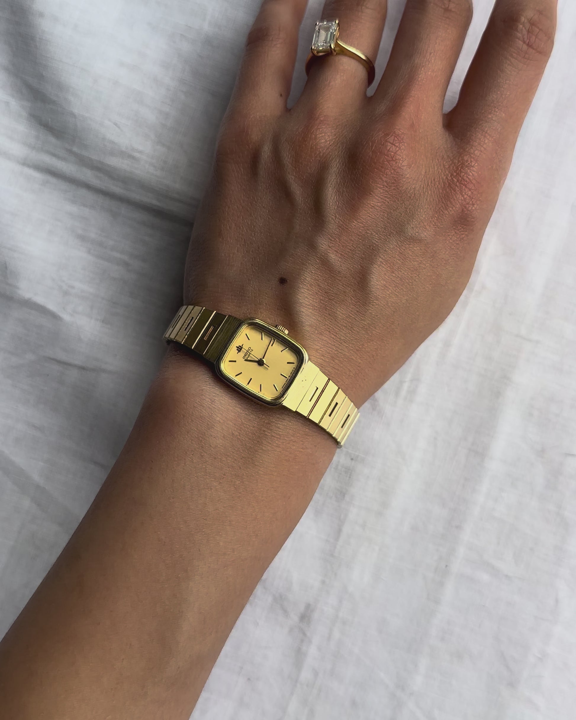 1980s Seiko gold-plated rectangle quartz watch