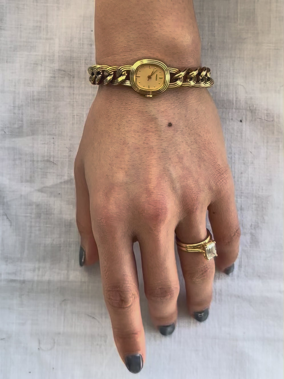 1980s Seiko Gold-Plated Triple Chain Quartz Watch