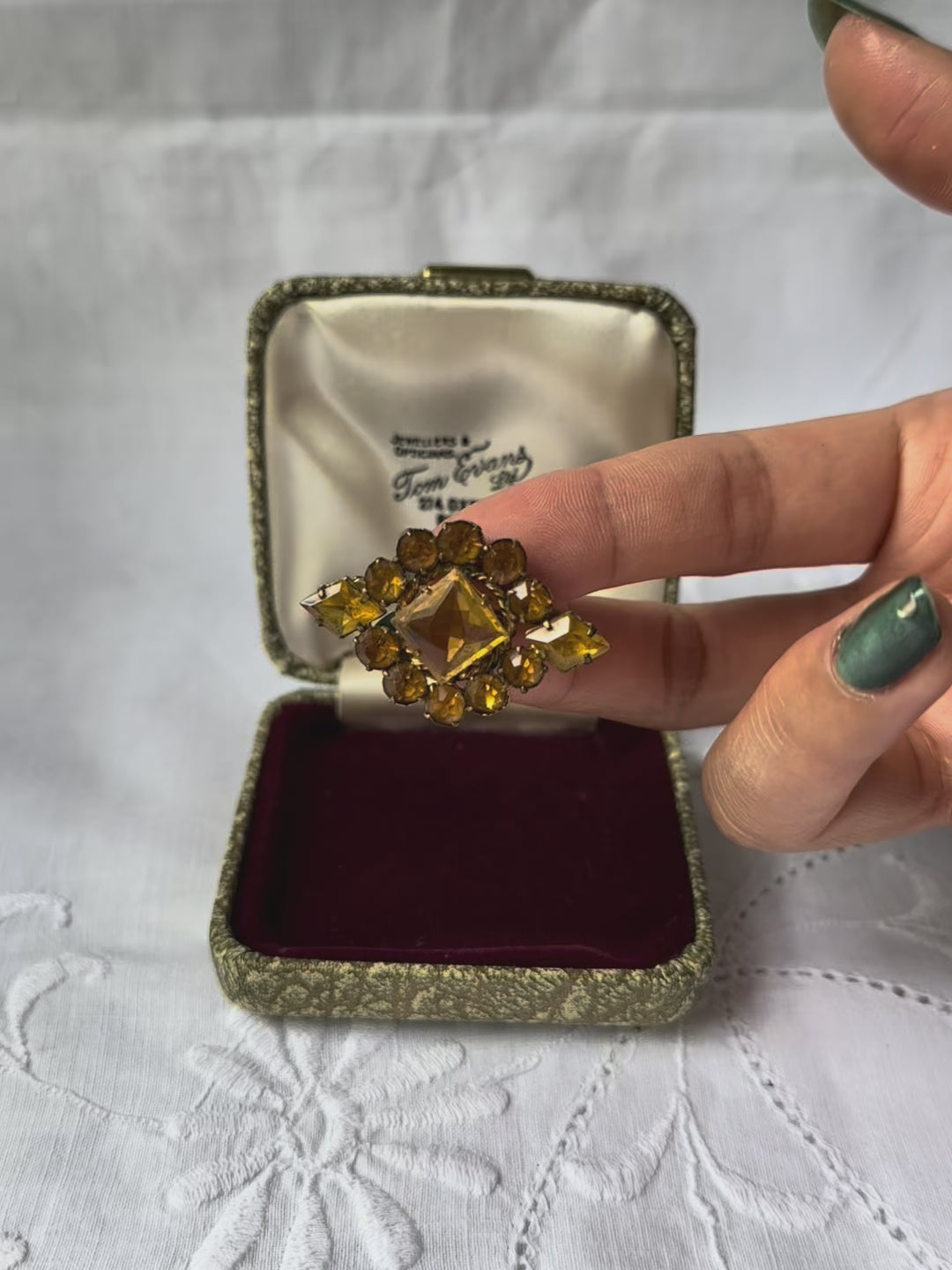 1940s Yellow Stone Brooch