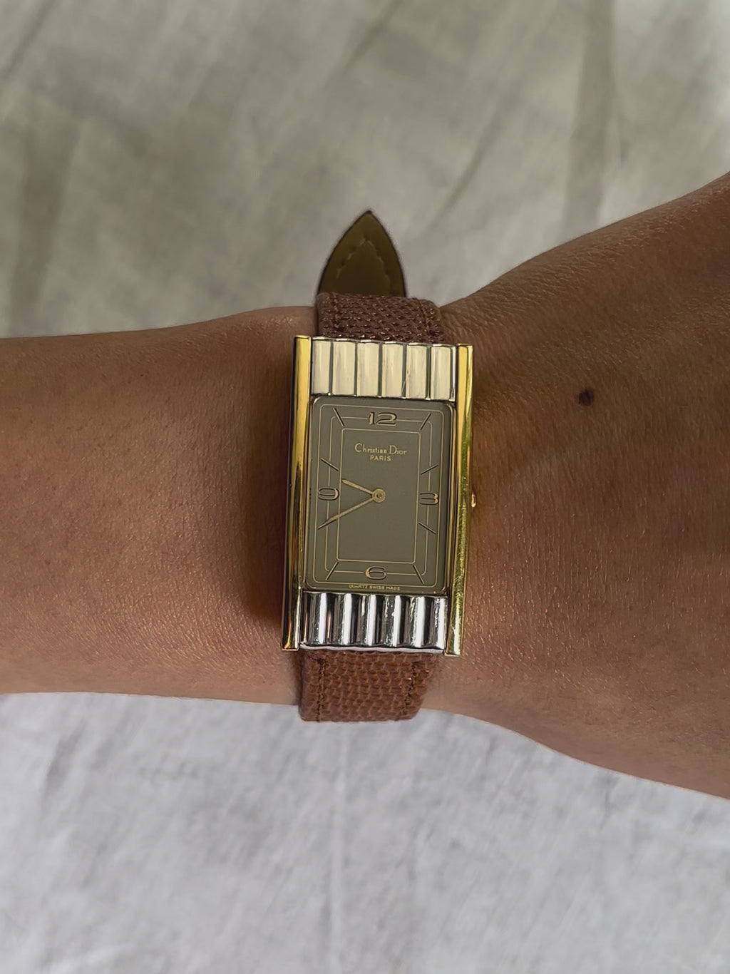 1980s Christian Dior Two-Tone Rectangle Quartz Watch