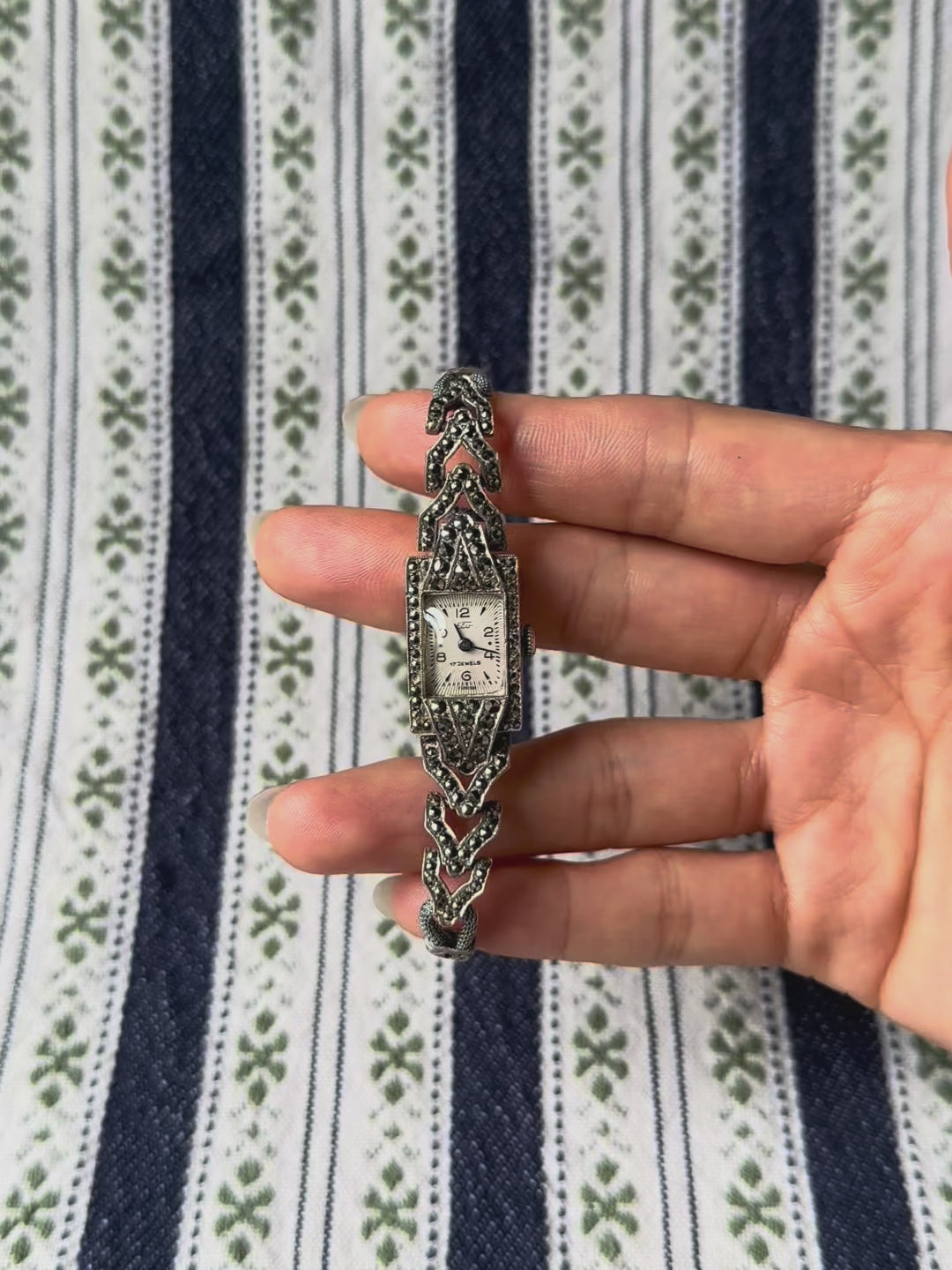 1950s Elo 17 Jewels Marcasite Mechanical Watch