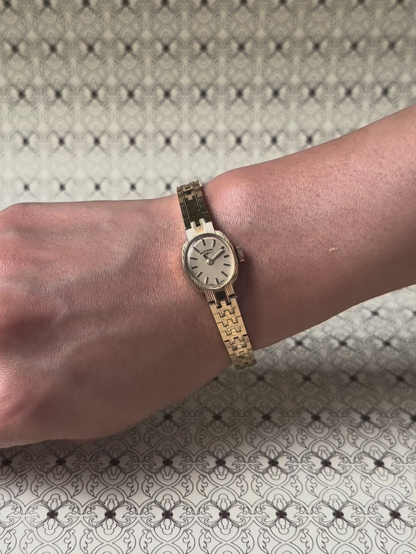1980s Rotary gold-plated oval mechanical watch