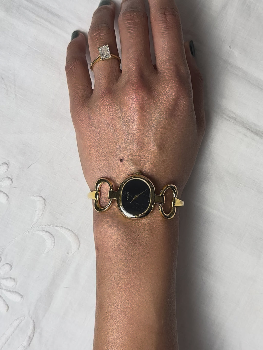 1990s Gucci gold-plated horsebit quartz watch