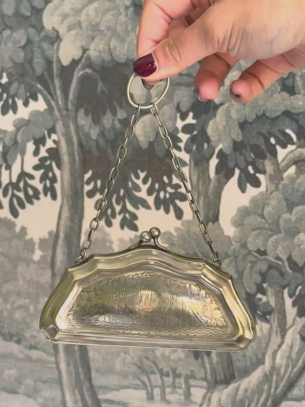 1920s Engraved Silver-Plated Ring Purse