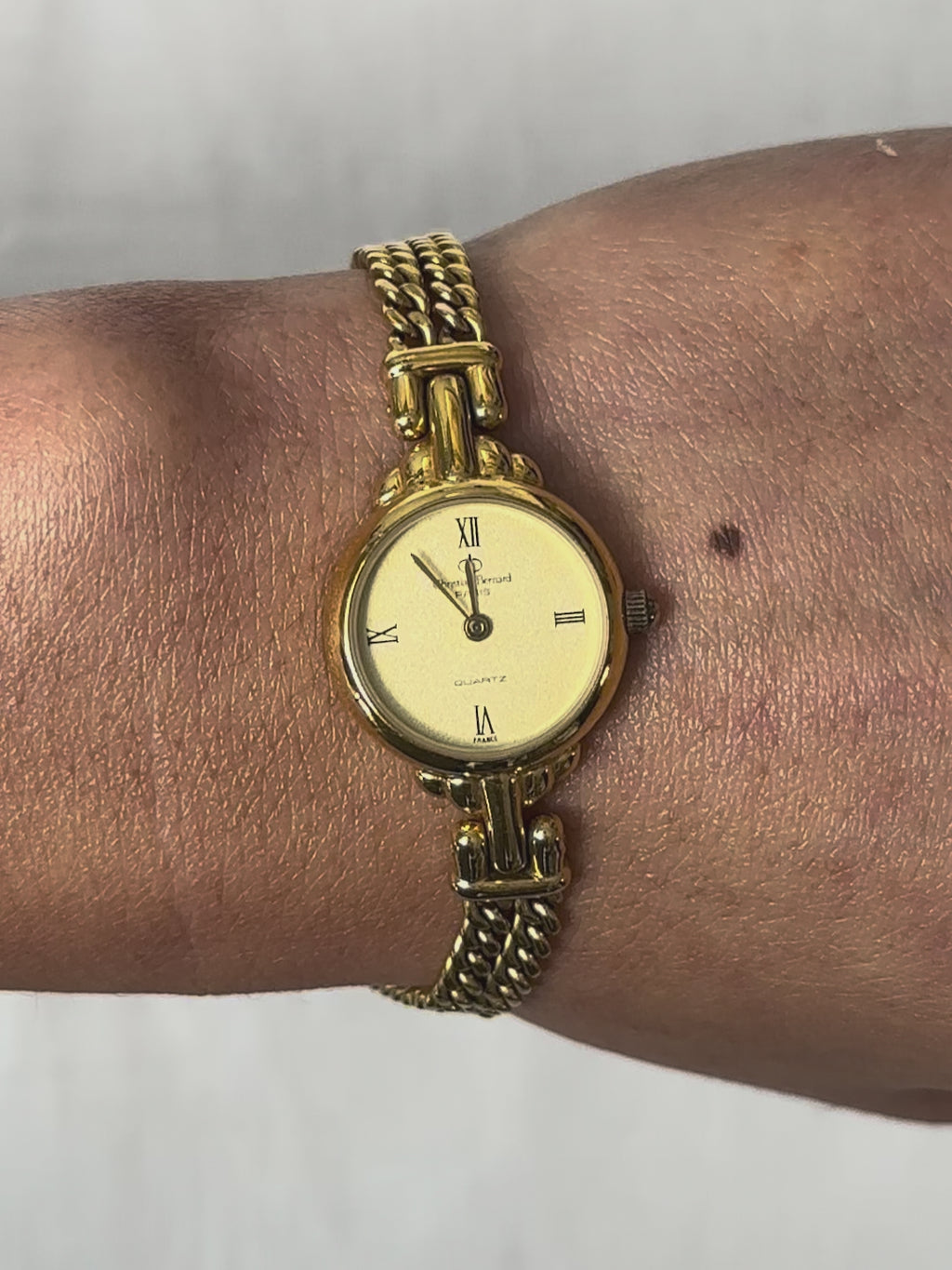 1980s Christian Bernard gold tone chain bracelet quartz watch