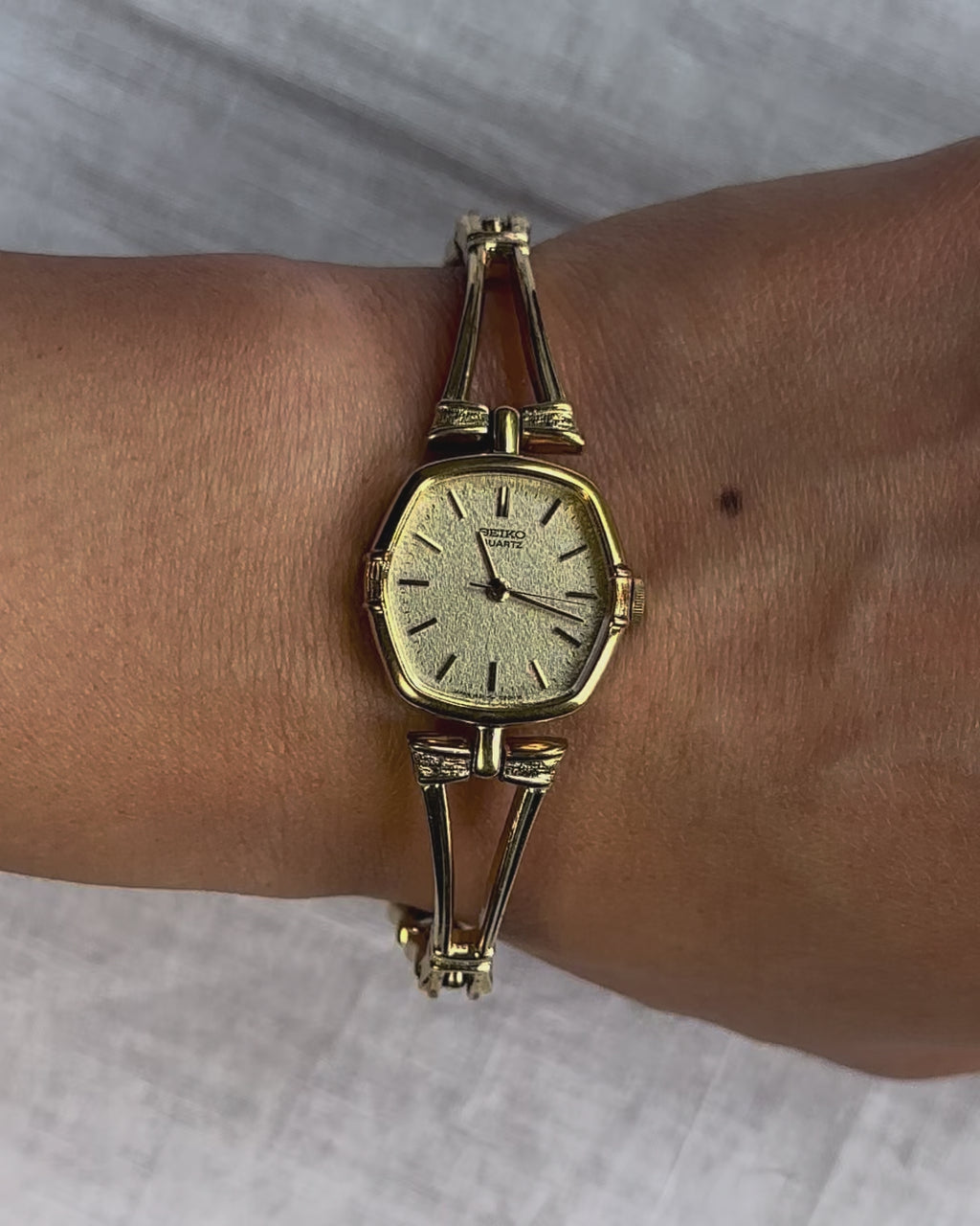 1980s Seiko gold-plated hexagon quartz watch