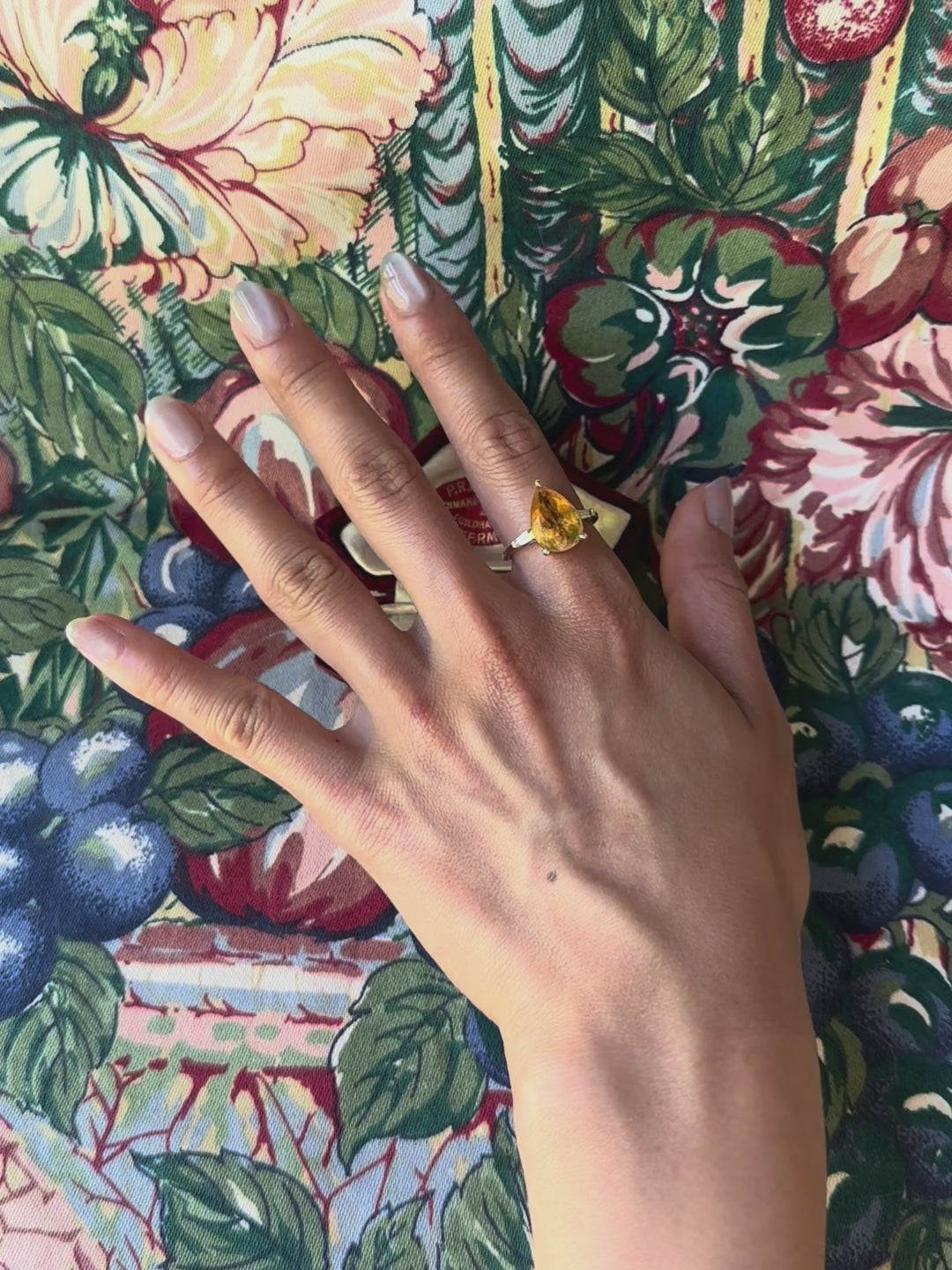 Vintage Pear Cut Citrine Gold-Plated Sterling Silver Ring