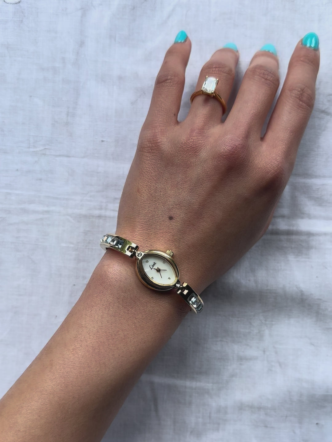 1980s Limit rhinestone adorned quartz watch