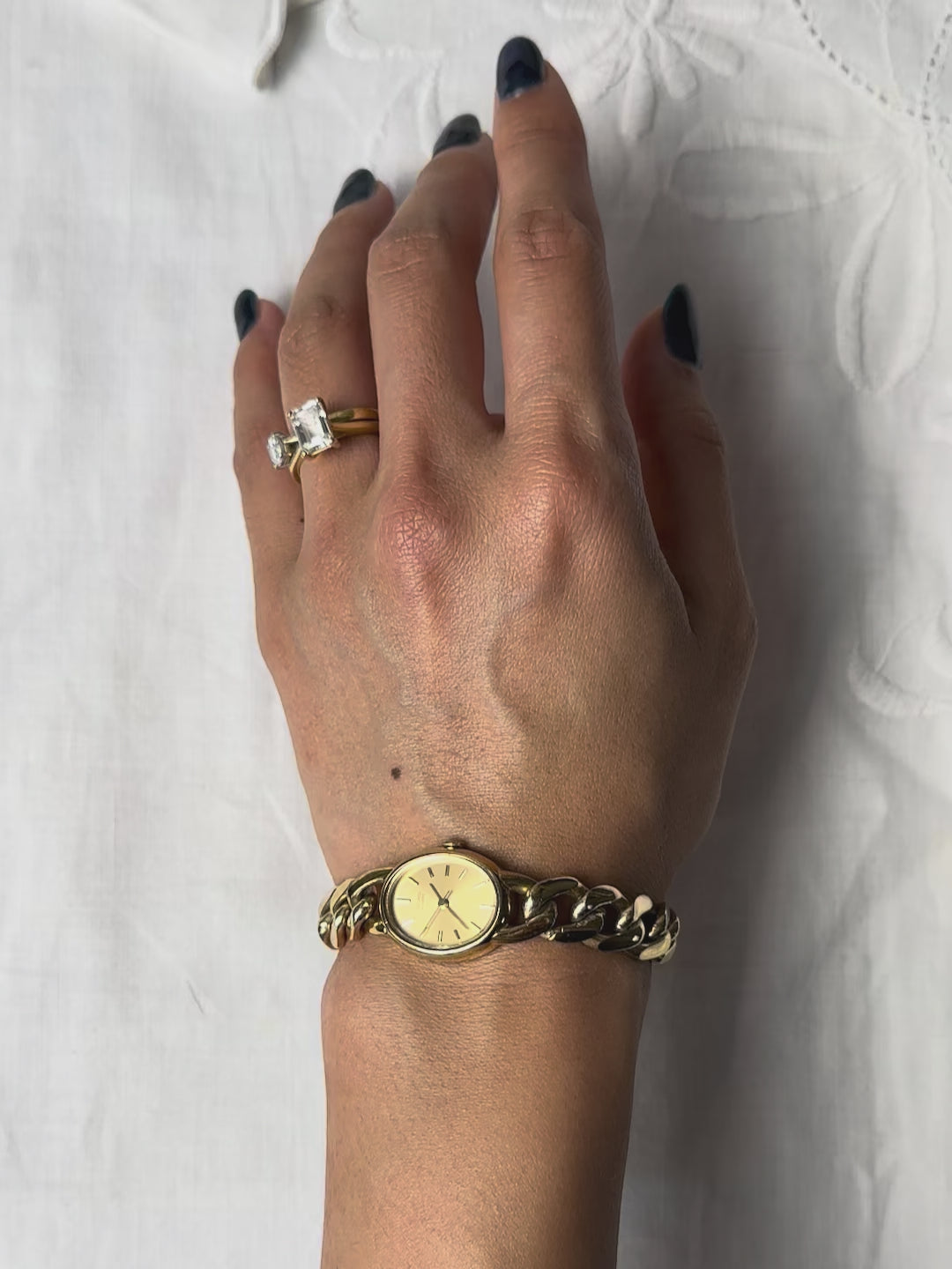 1980s Seiko gold-plated curb chain quartz watch