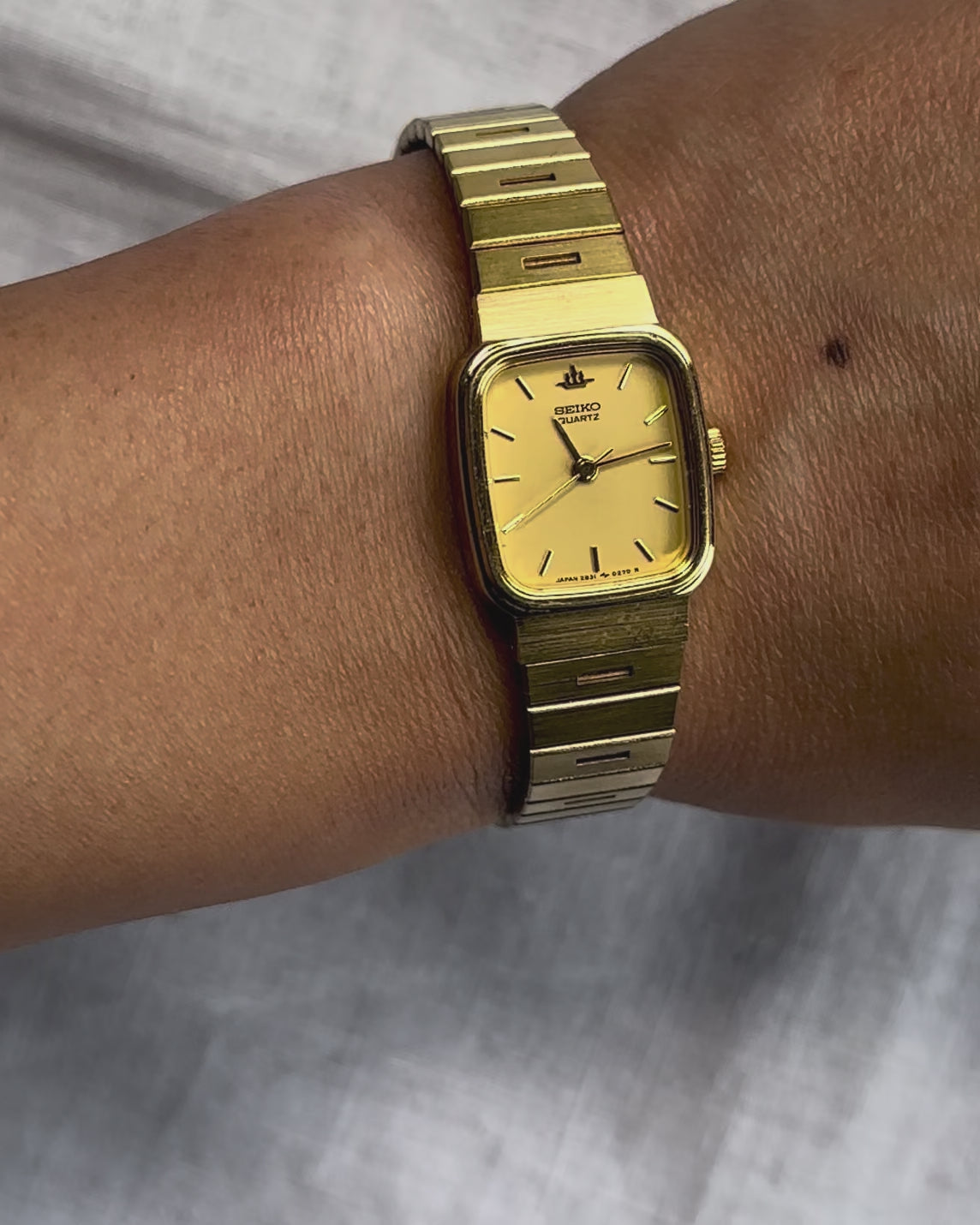 1980s Seiko gold-plated rectangle quartz watch