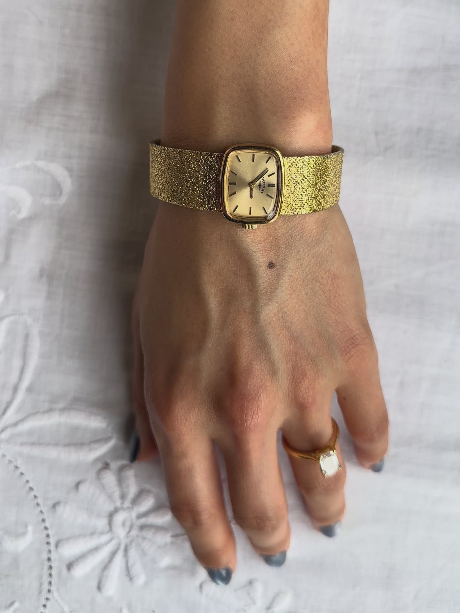 1970s Rotary Gold-Plated Mesh-Style Mechanical Watch
