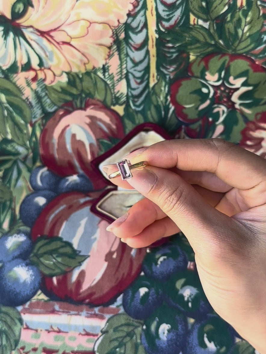 Vintage Lilac Baguette Rose Gold-Tone Ring