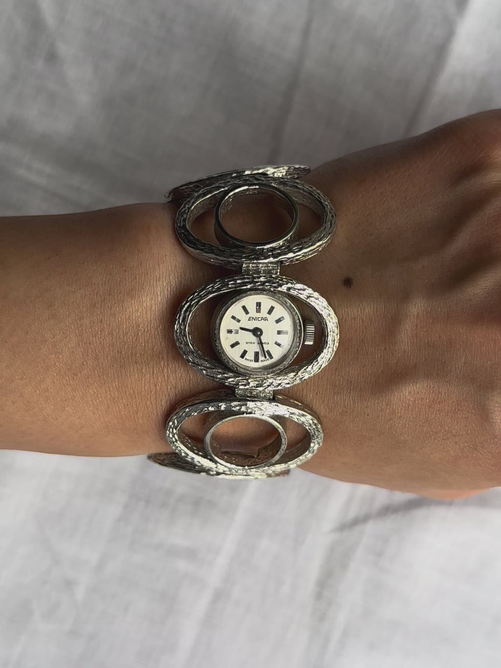 1970s Enicar silver tone mechanical watch