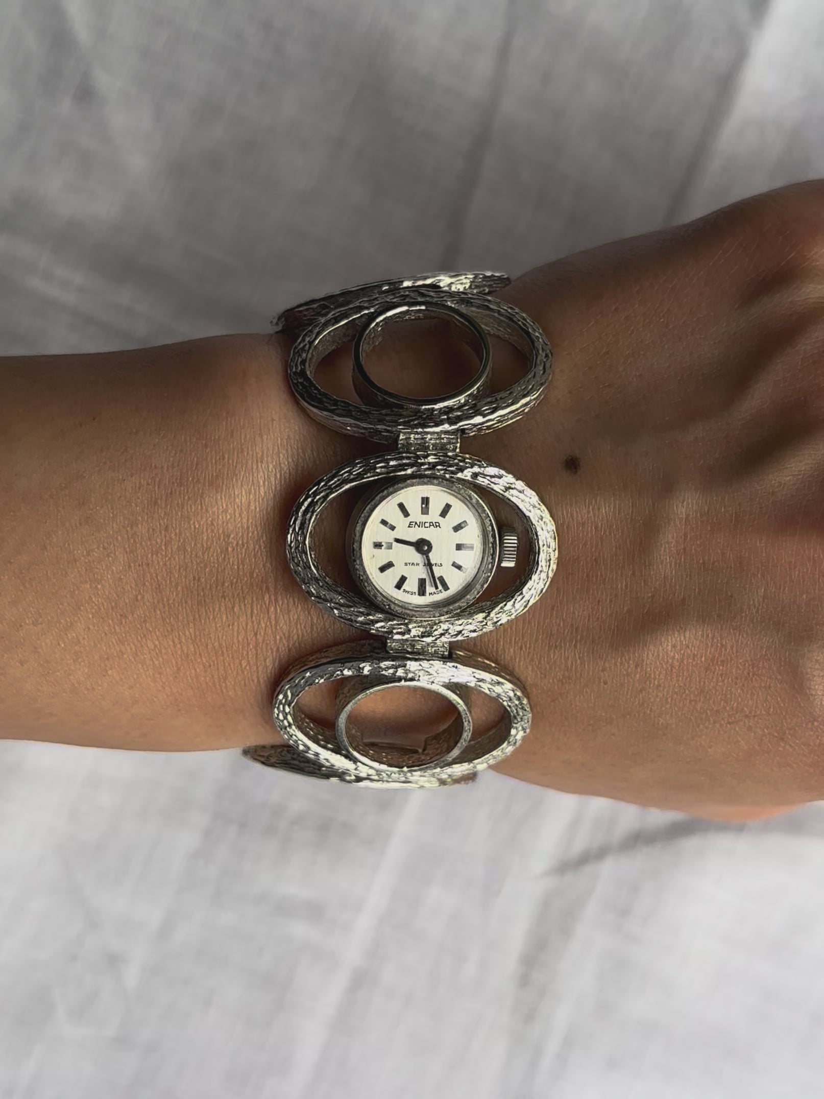 1970s Enicar silver tone mechanical watch