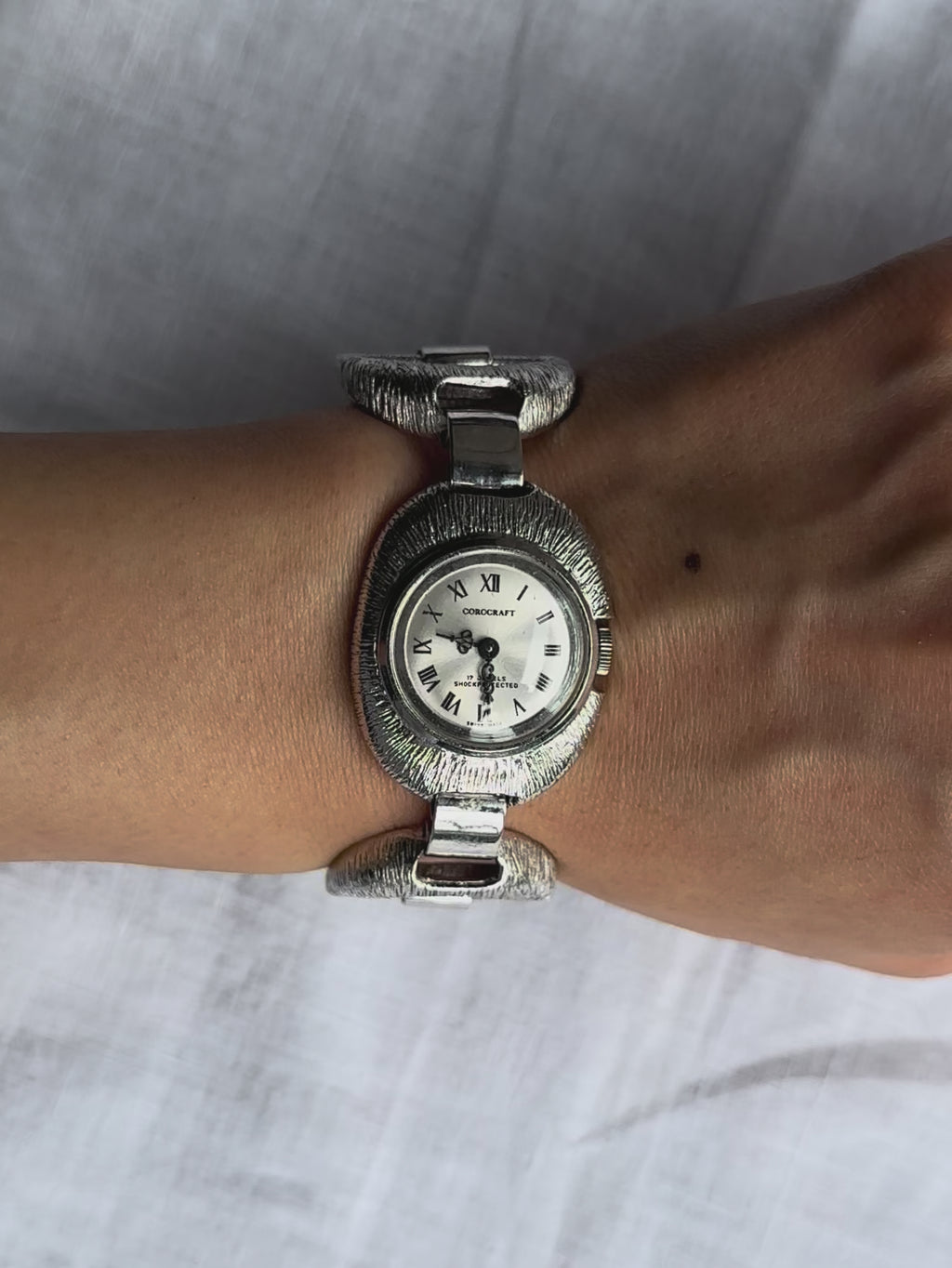 1970s Corocraft silver tone mechanical watch