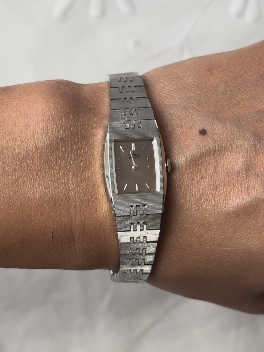 1980s Seiko rectangle silver-tone quartz watch