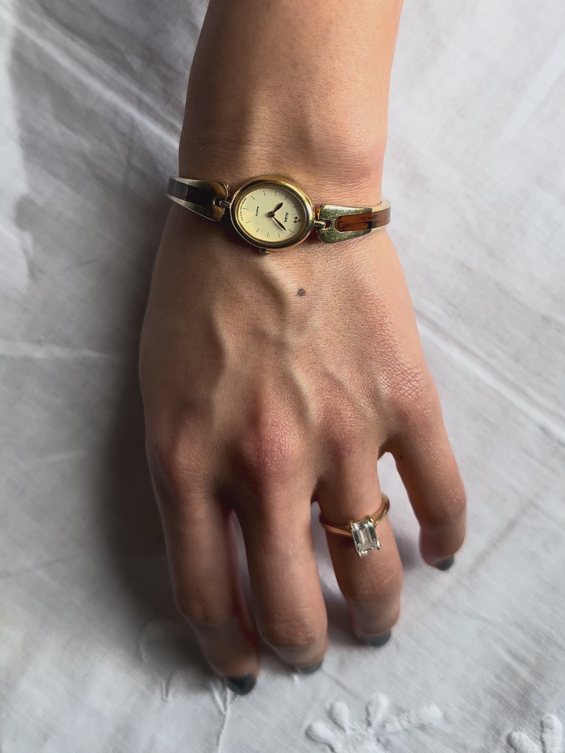 1980s Seiko Alba Tortoiseshell Bangle Quartz Watch