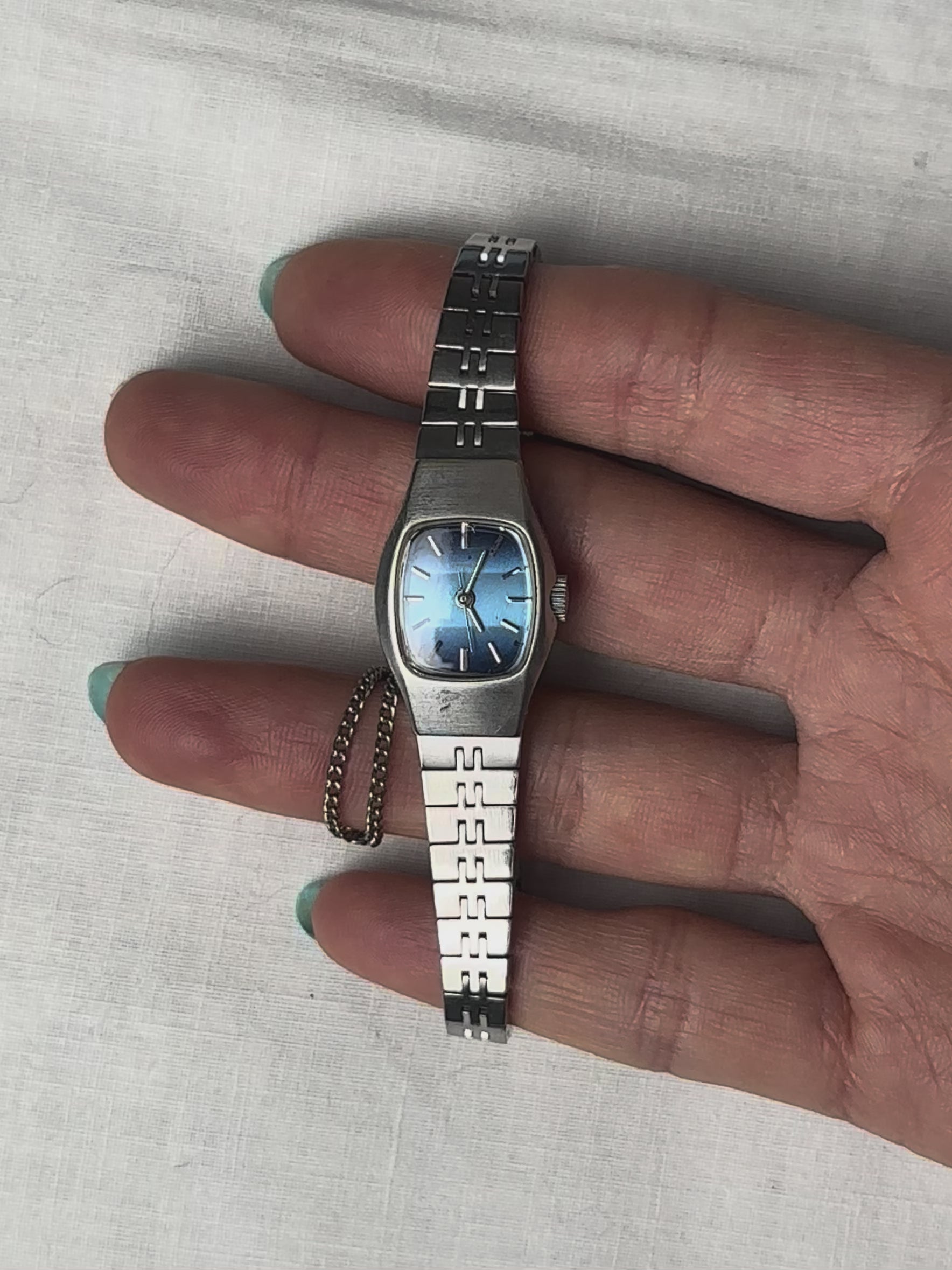1970s Citizen blue silver tone mechanical watch