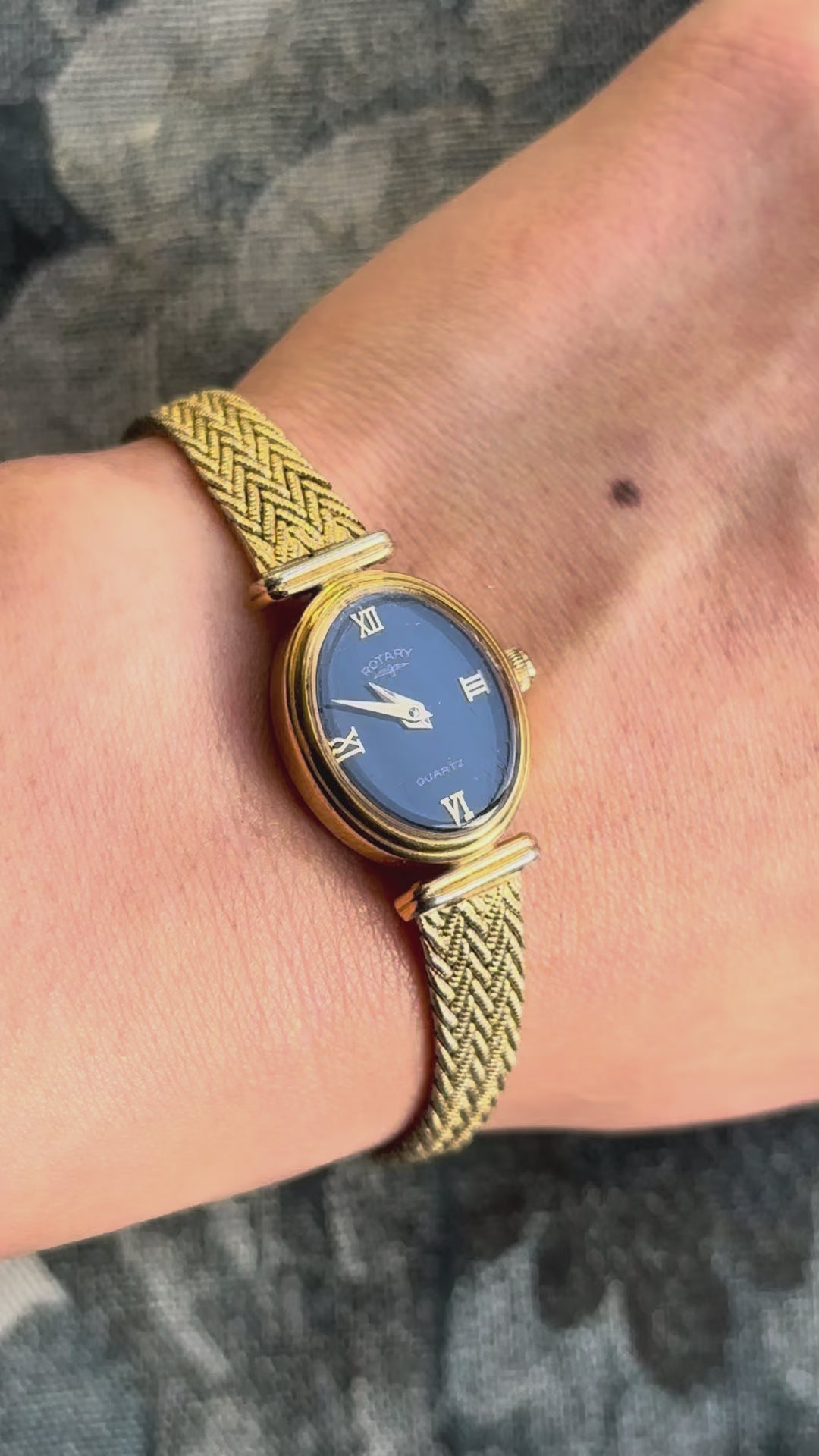 1980s Rotary black oval gold-plated quartz watch