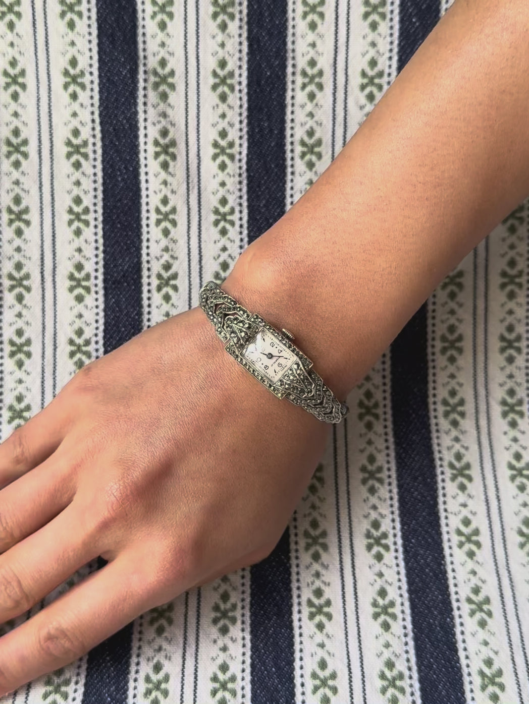 1950s Elo 17 Jewels Marcasite Mechanical Watch