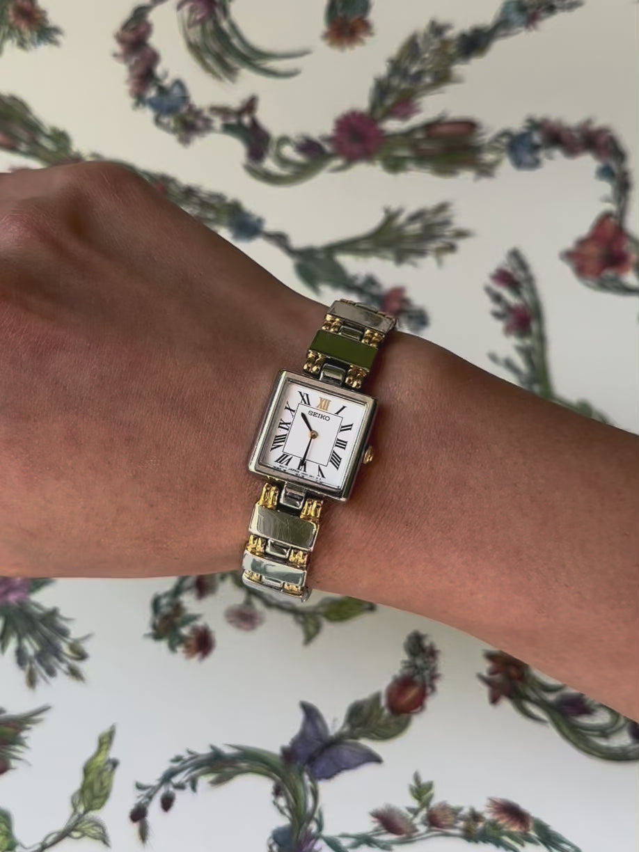 1980s Seiko two-tone square quartz watch