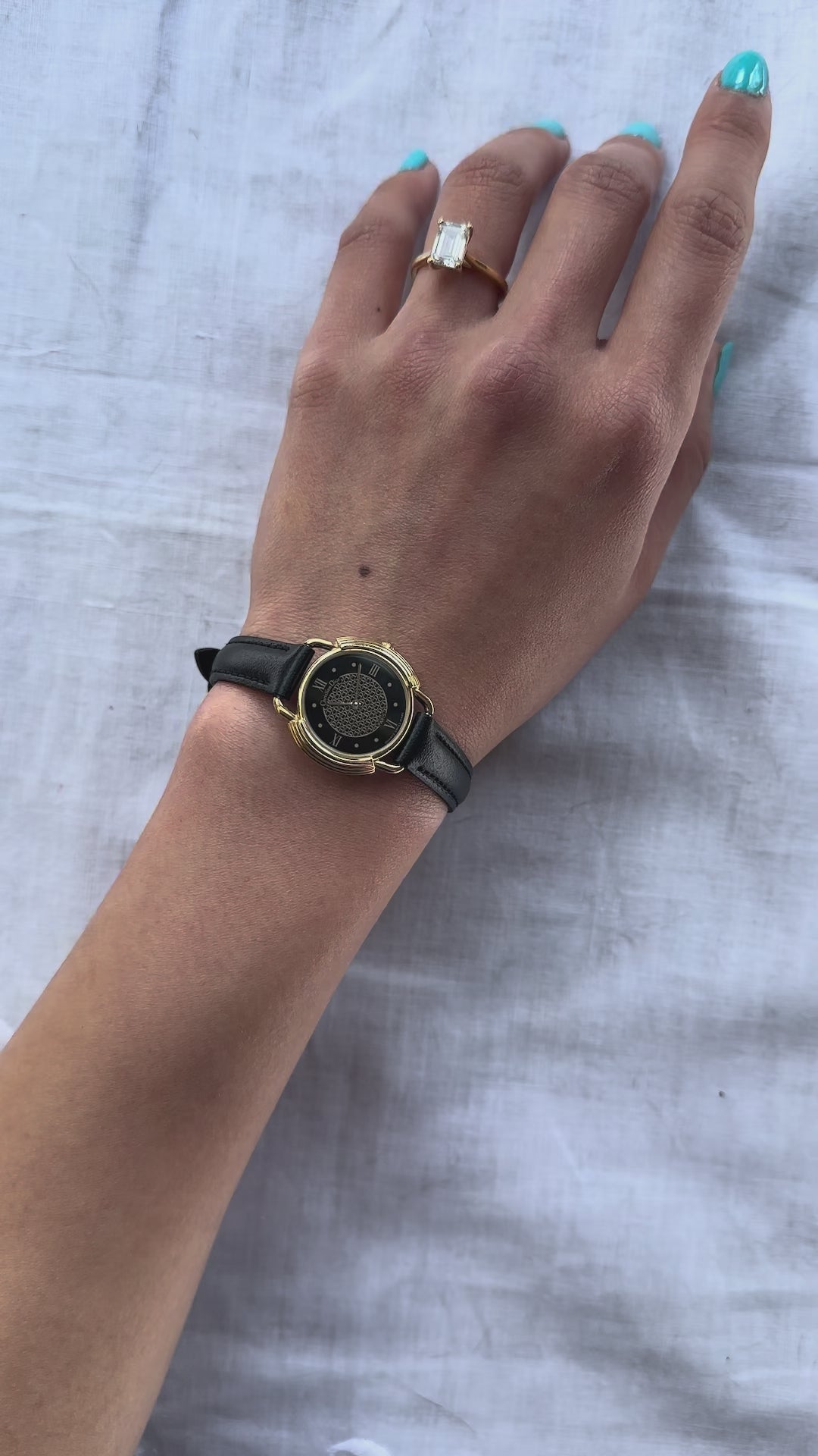 1980s Dior black dial leather quartz watch