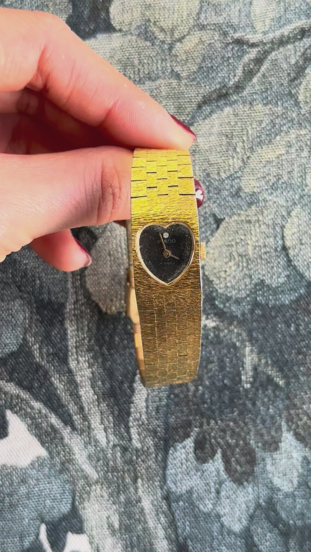 1970s Imado black heart gold-plated mechanical watch