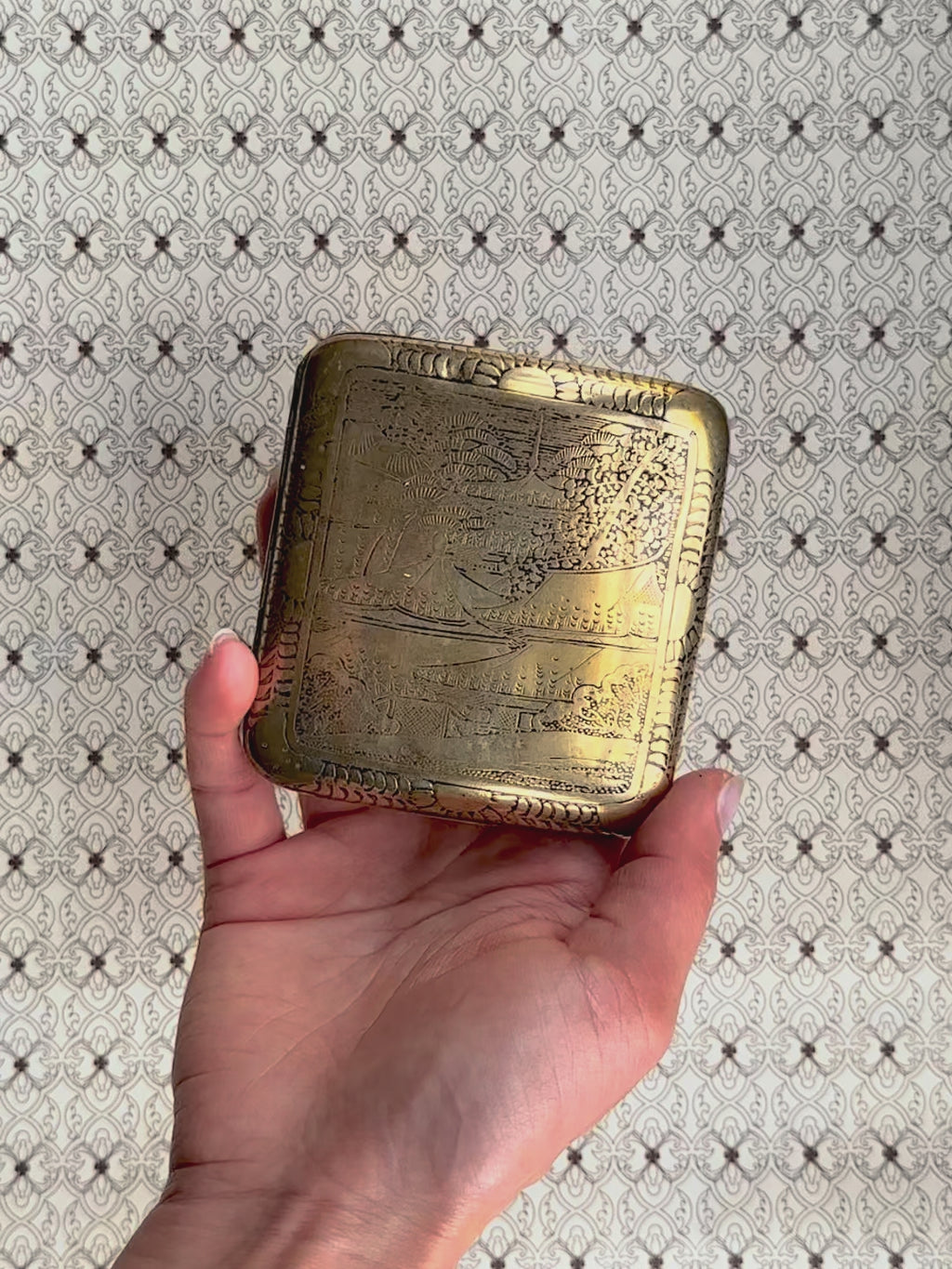 1920s Engraved Brass Cigarette Case