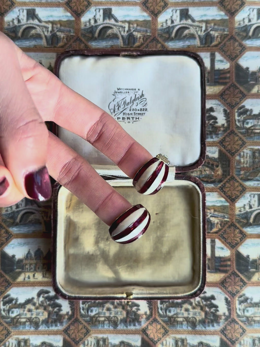 Candy Cane half-hoop clip-on earrings