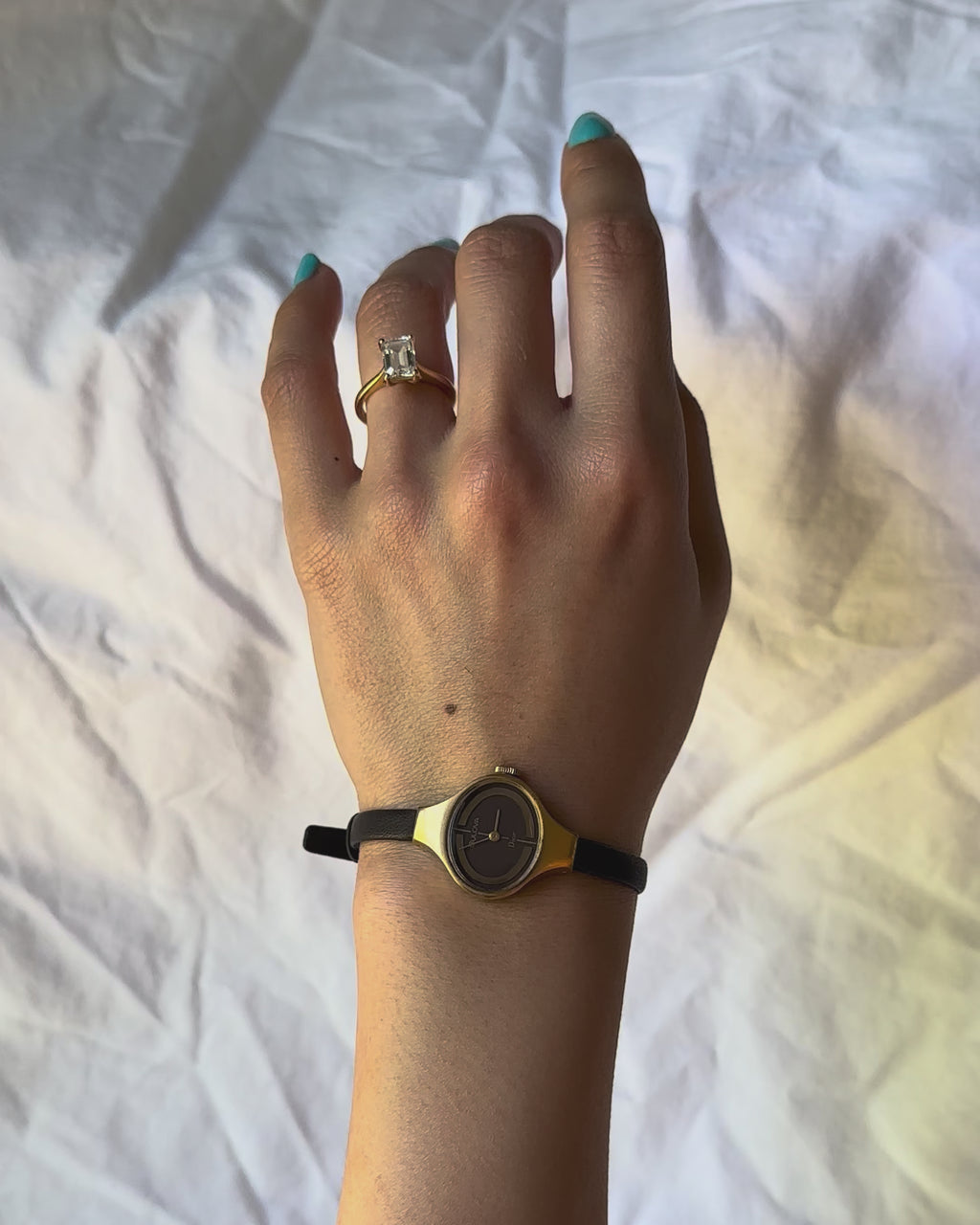 1970s Dior x Bulova gold-tone brown mechanical watch