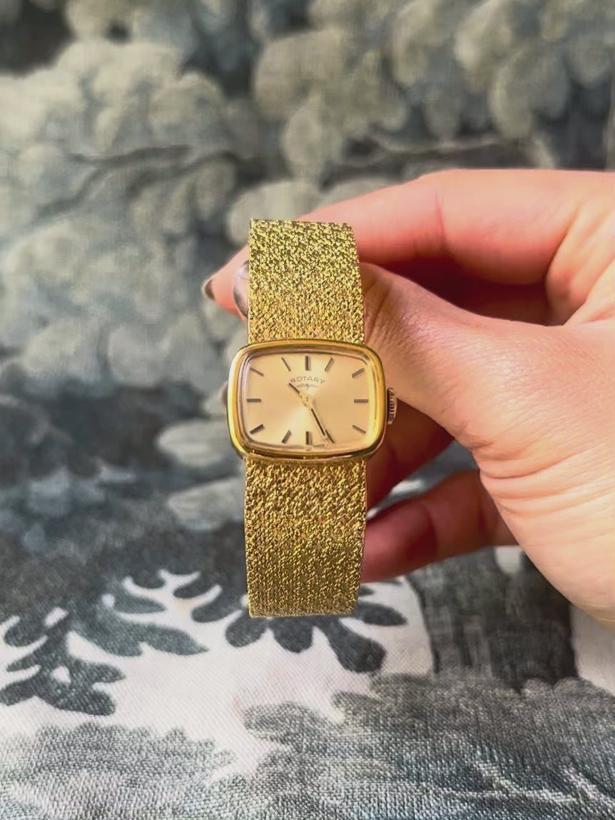 1970s Rotary Gold-Plated Mesh-Style Mechanical Watch