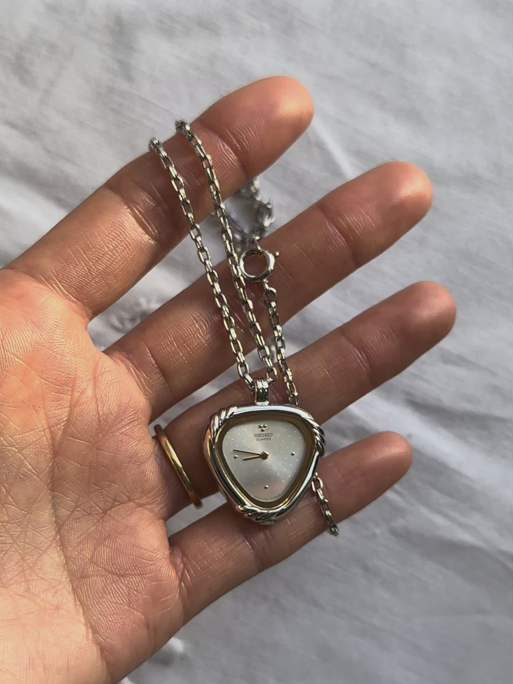 1980s Seiko triangular quartz watch necklace