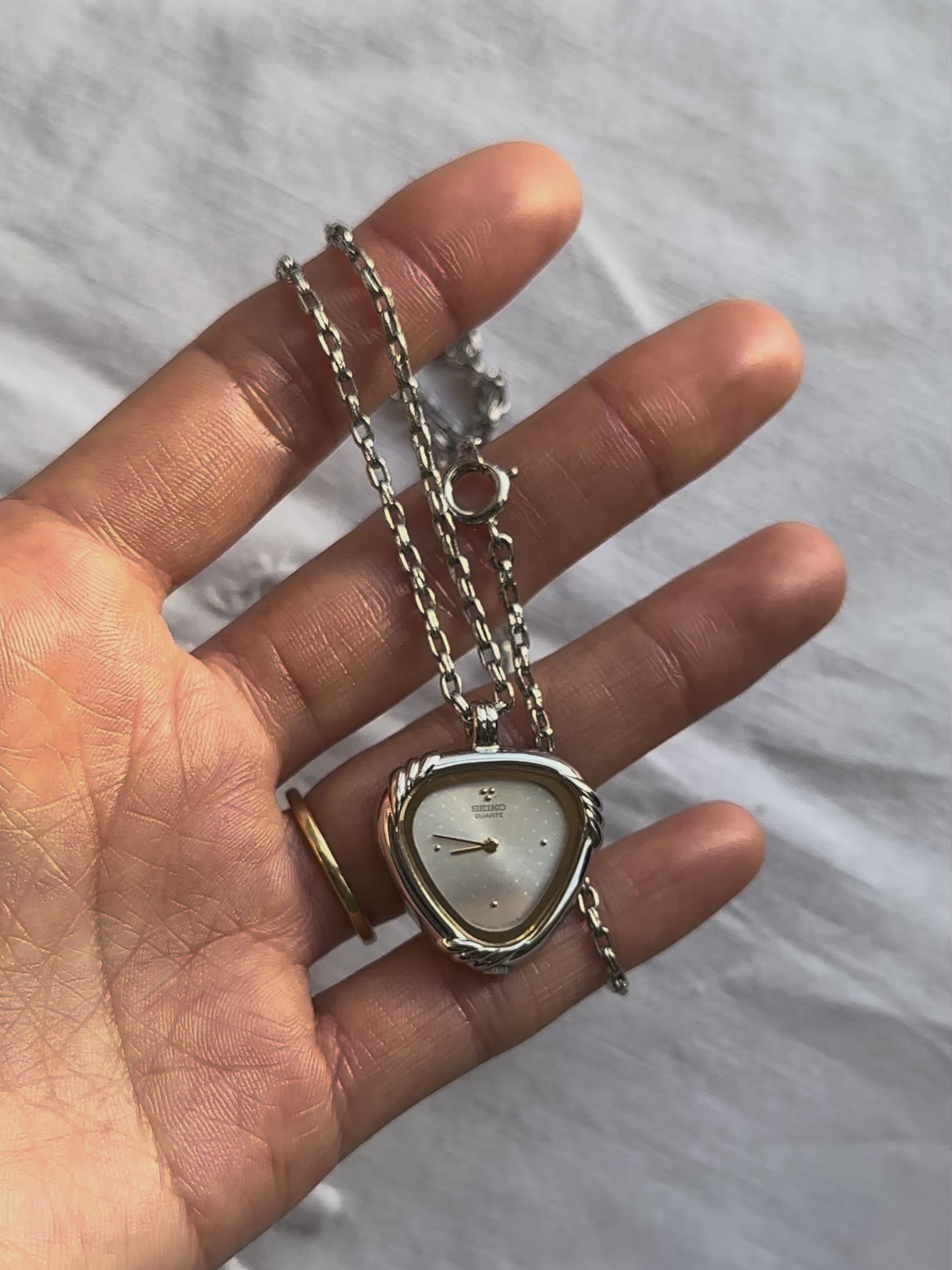 1980s Seiko triangular quartz watch necklace