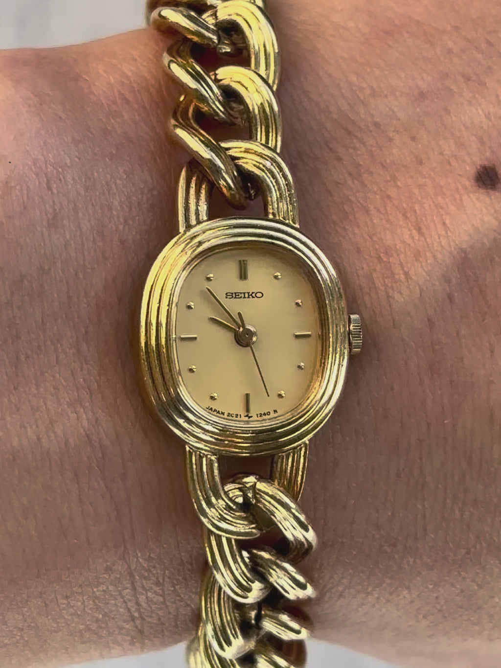 1980s Seiko Gold-Plated Triple Chain Quartz Watch